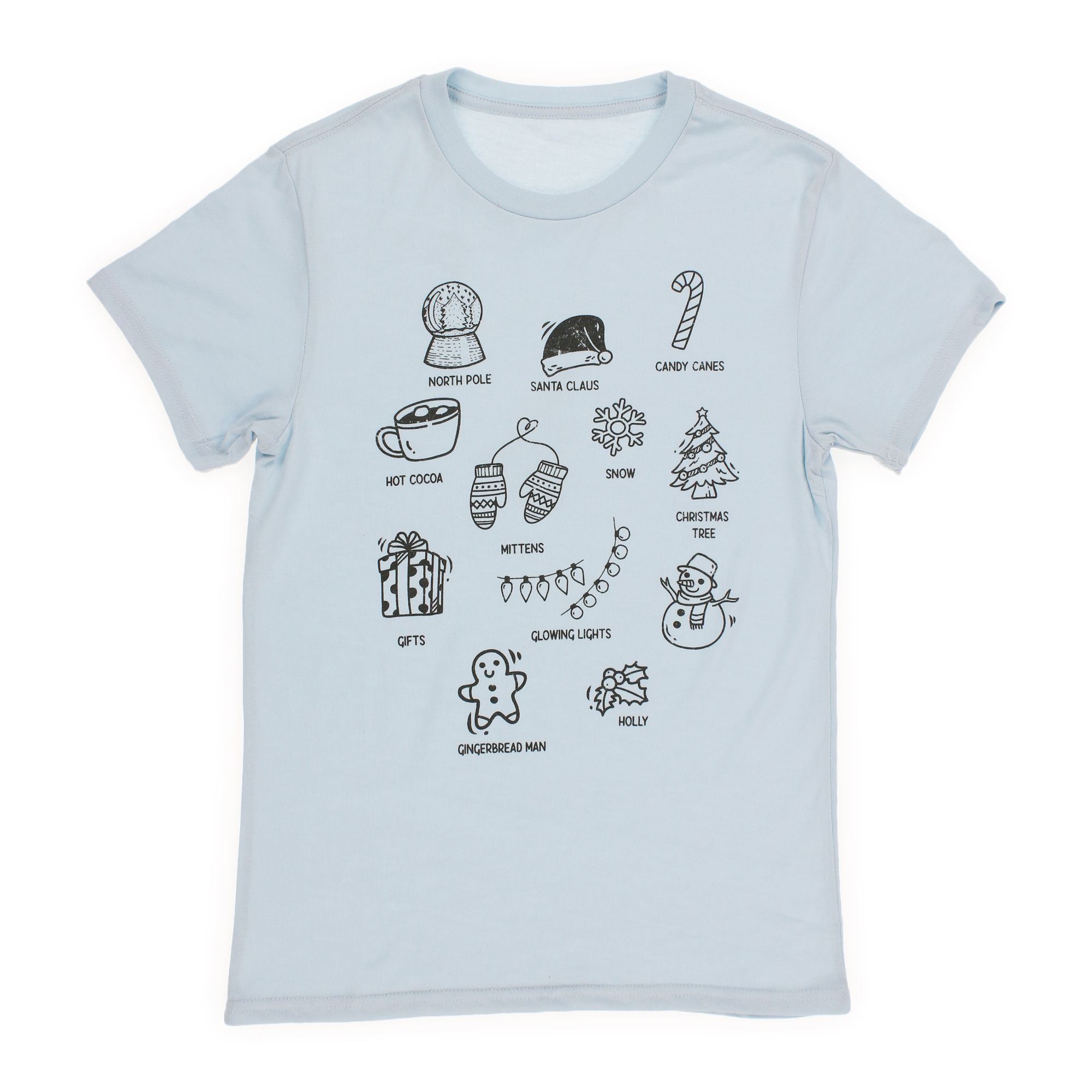 cartoon christmas icons graphic tee