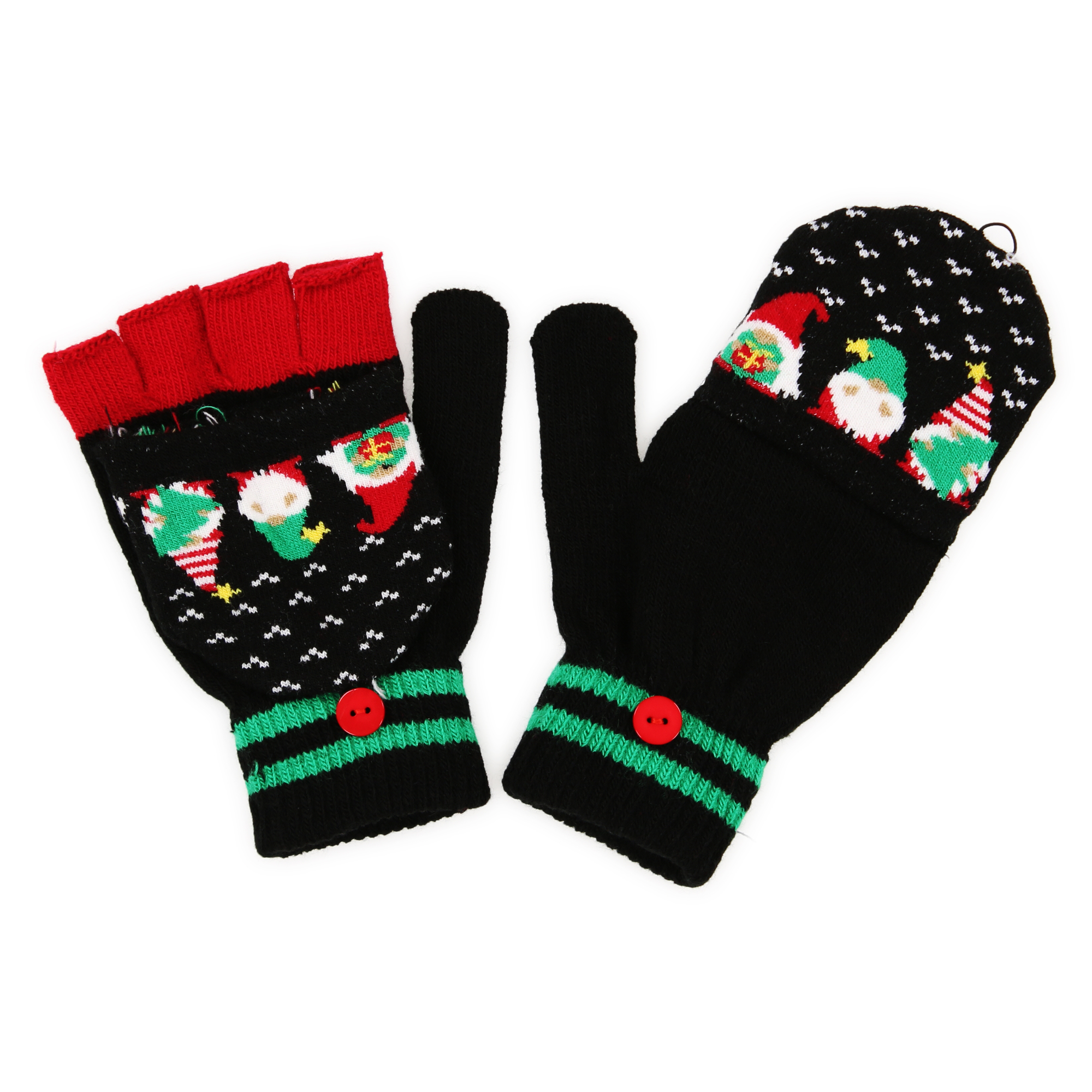 Holiday christmas flip-top gloves one size on sale