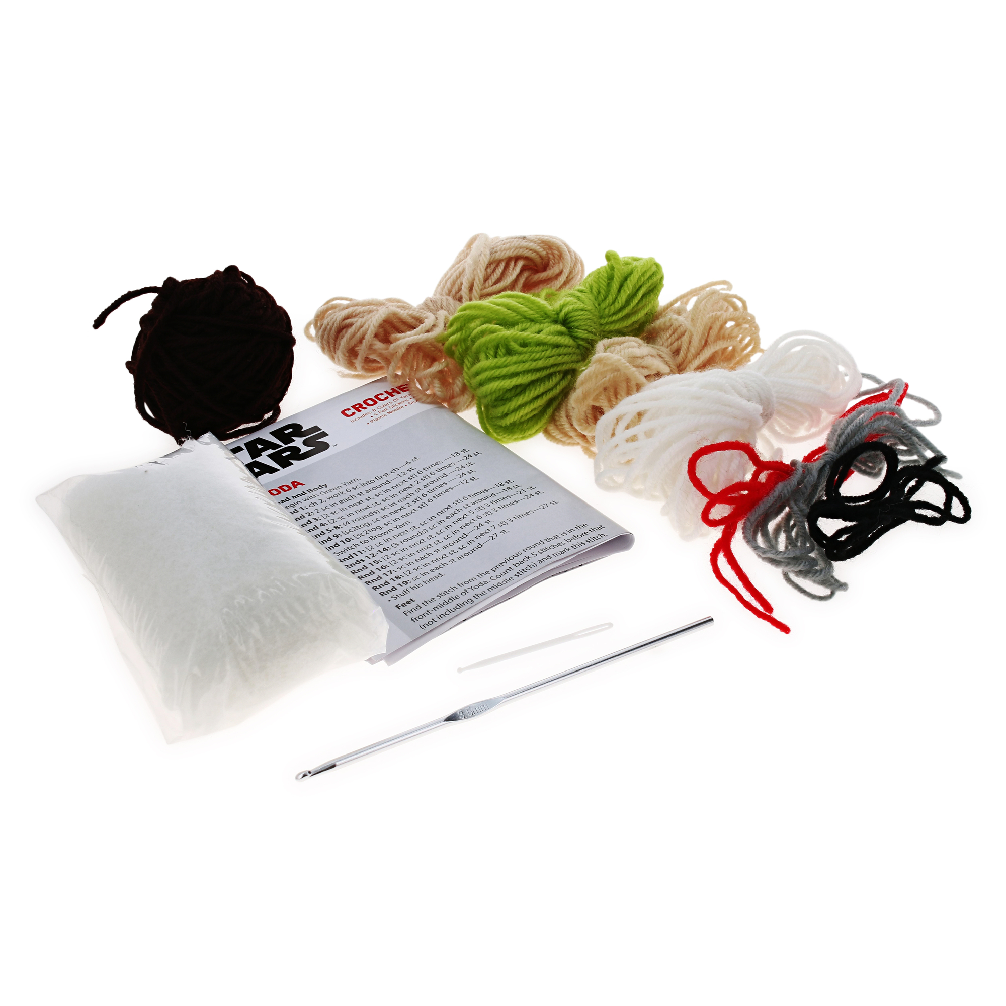 star wars™ crochet kit - make your own princess leia & yoda crochet figures