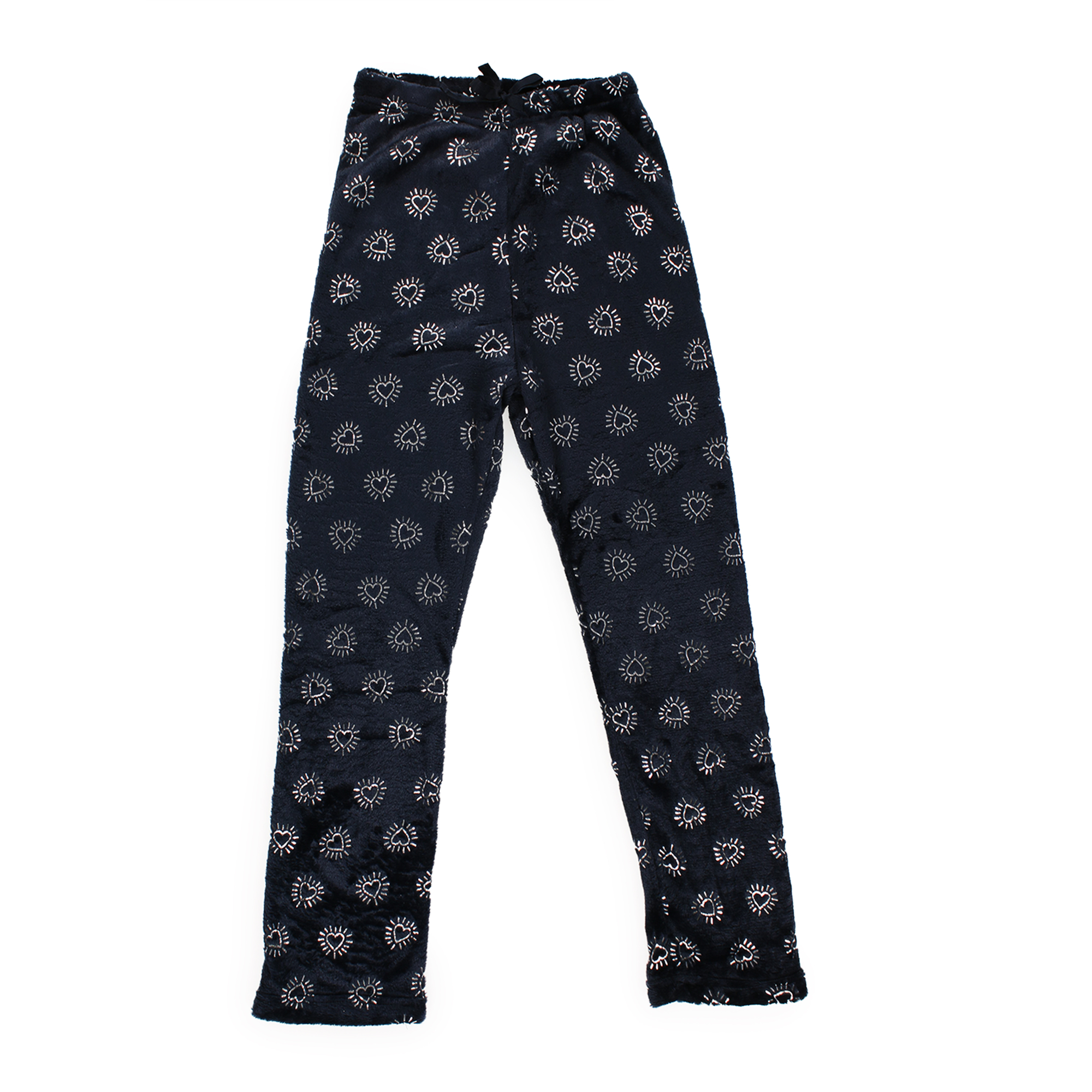 juniors plush lounge pants - silver hearts