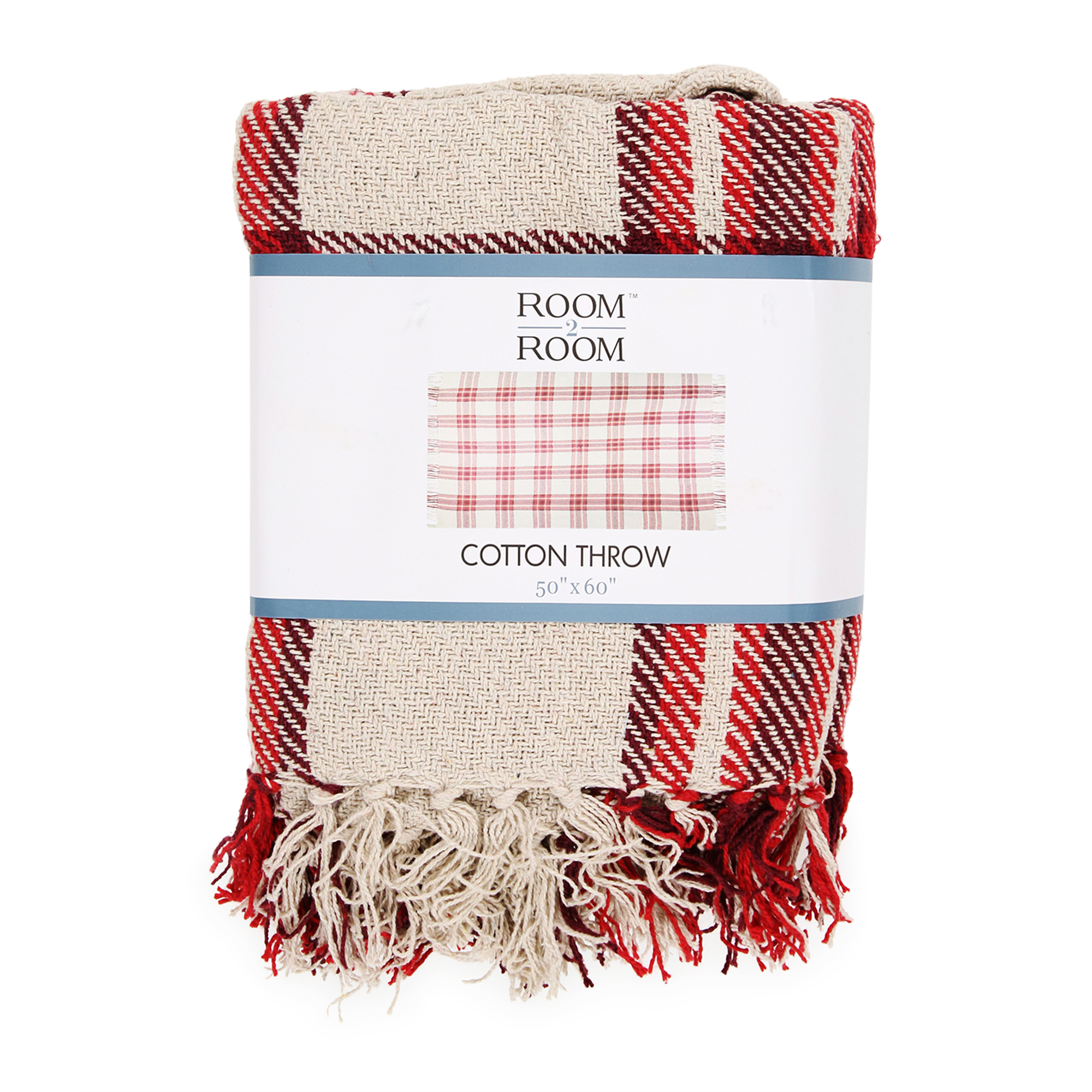 plaid light cotton throw blanket 50in x 60in