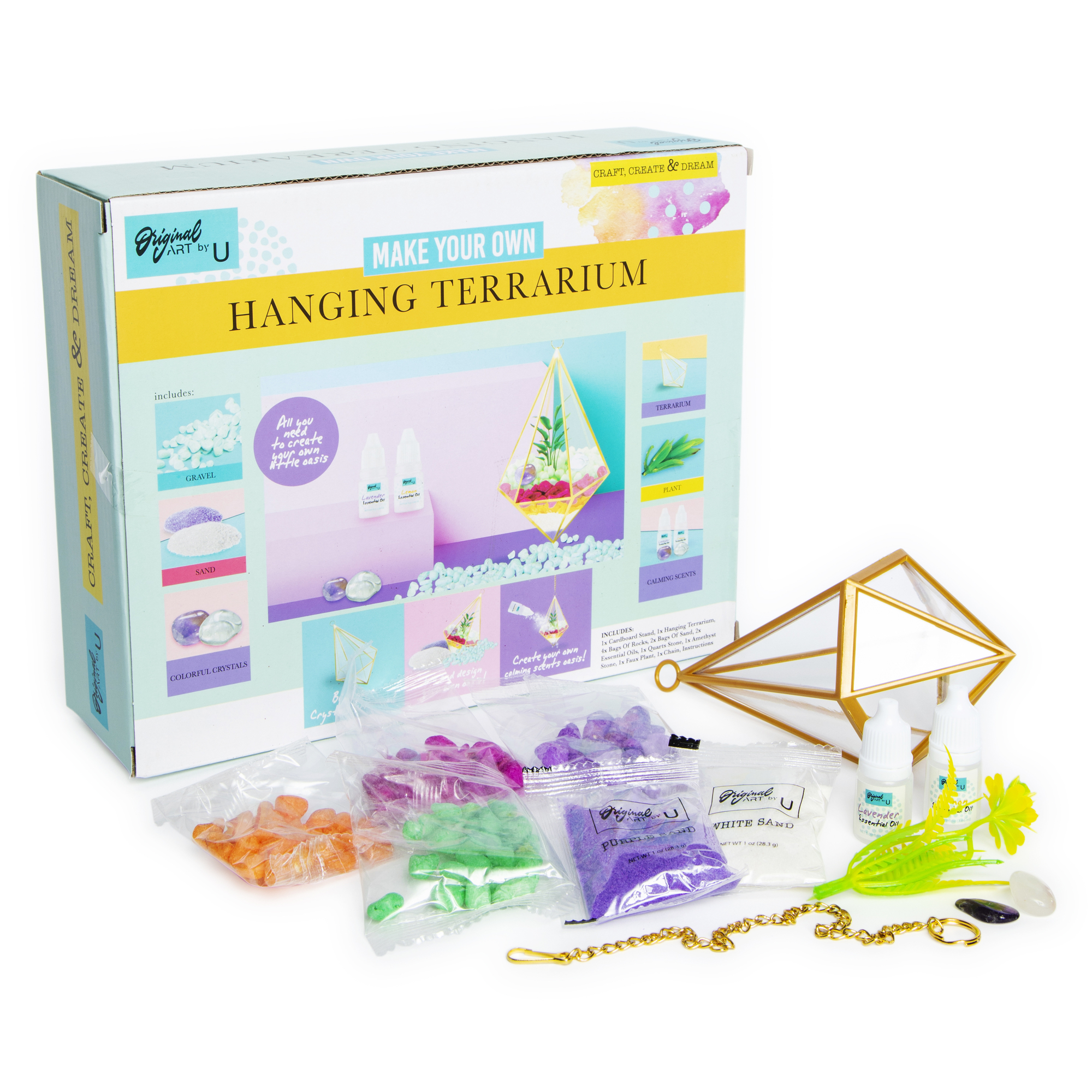 make your own hanging terrarium w/ crystals kit