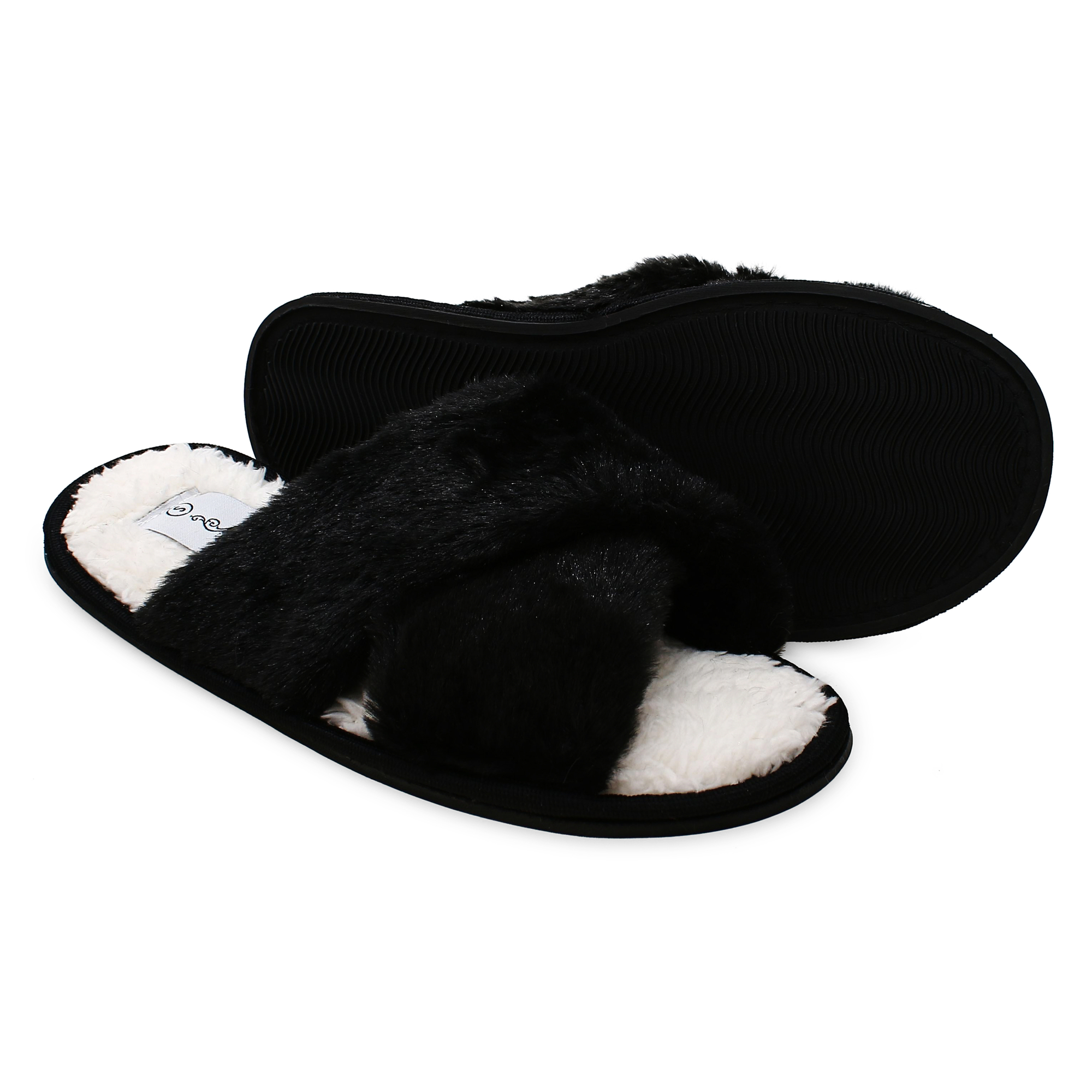 high pile faux fur slippers