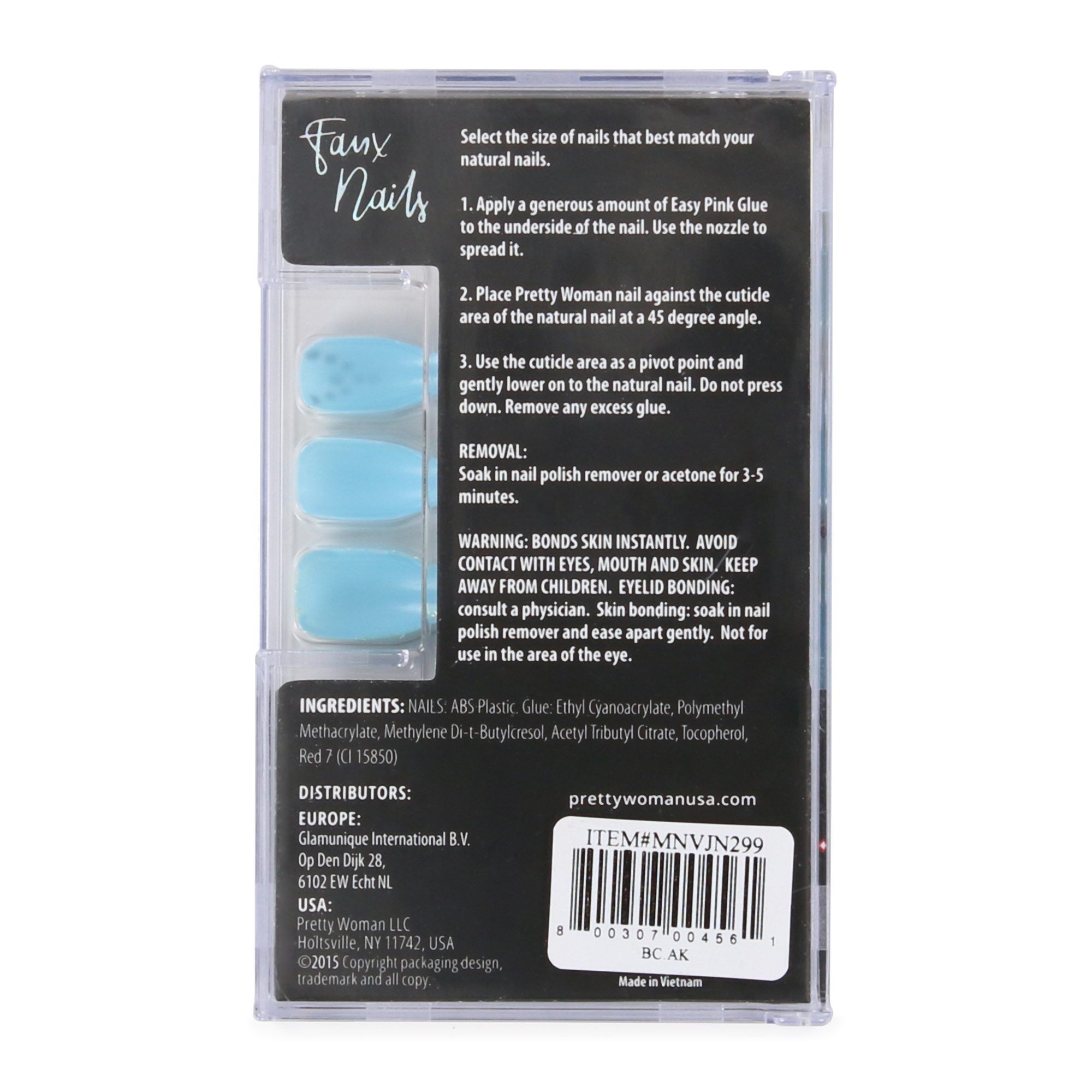 pretty woman faux nails set - blue with snowflakes