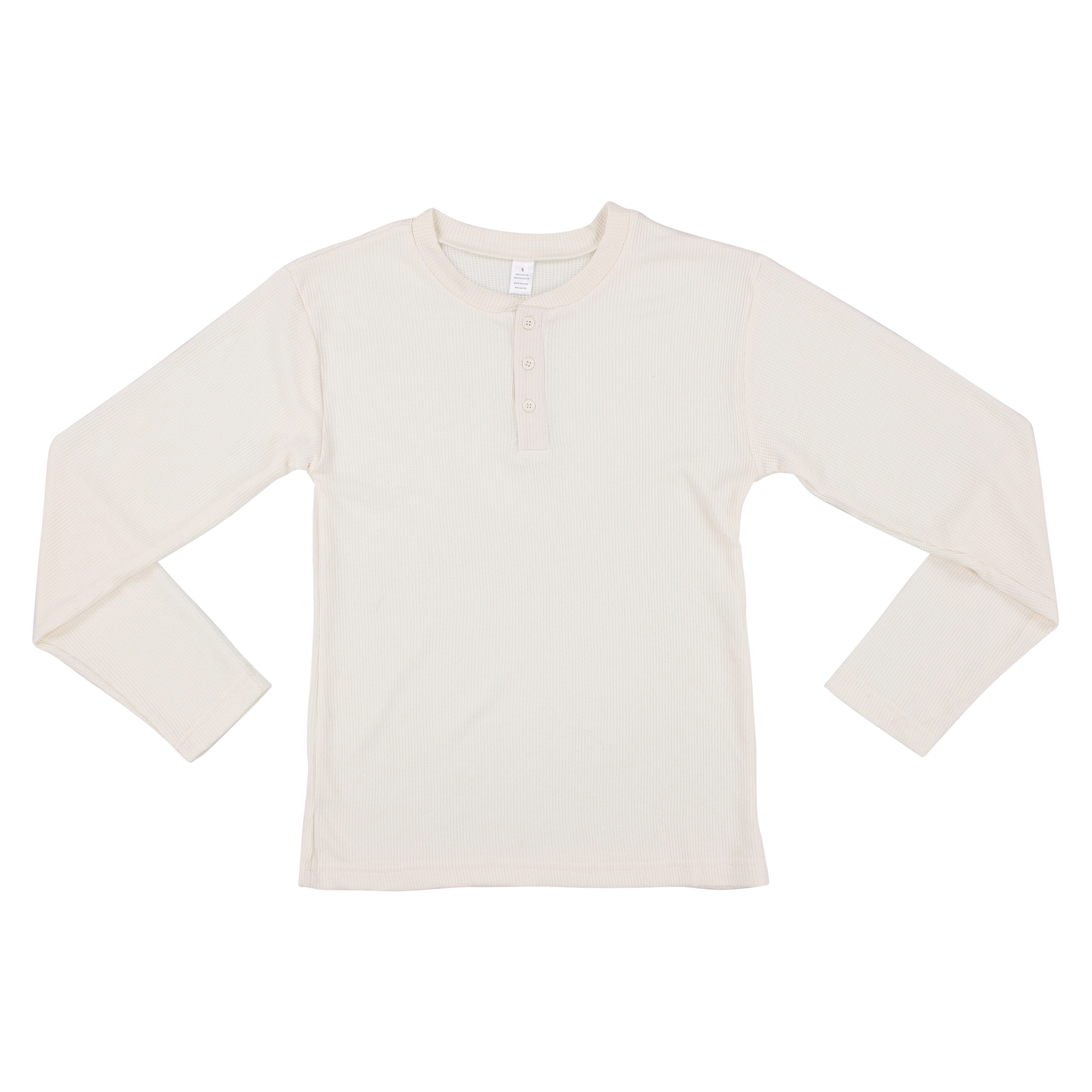 young men's oatmeal thermal henley shirt