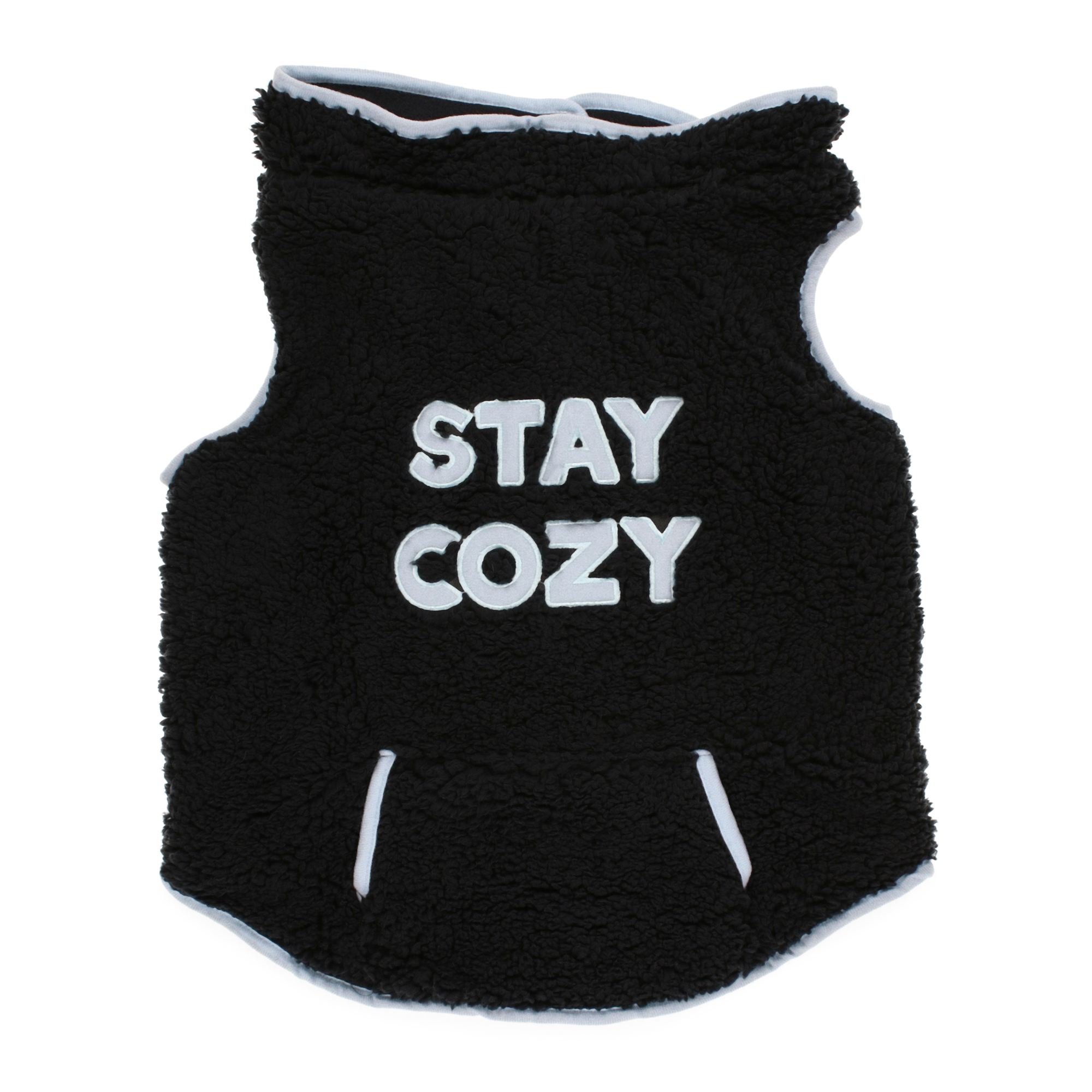 sherpa pet jacket with applique quote