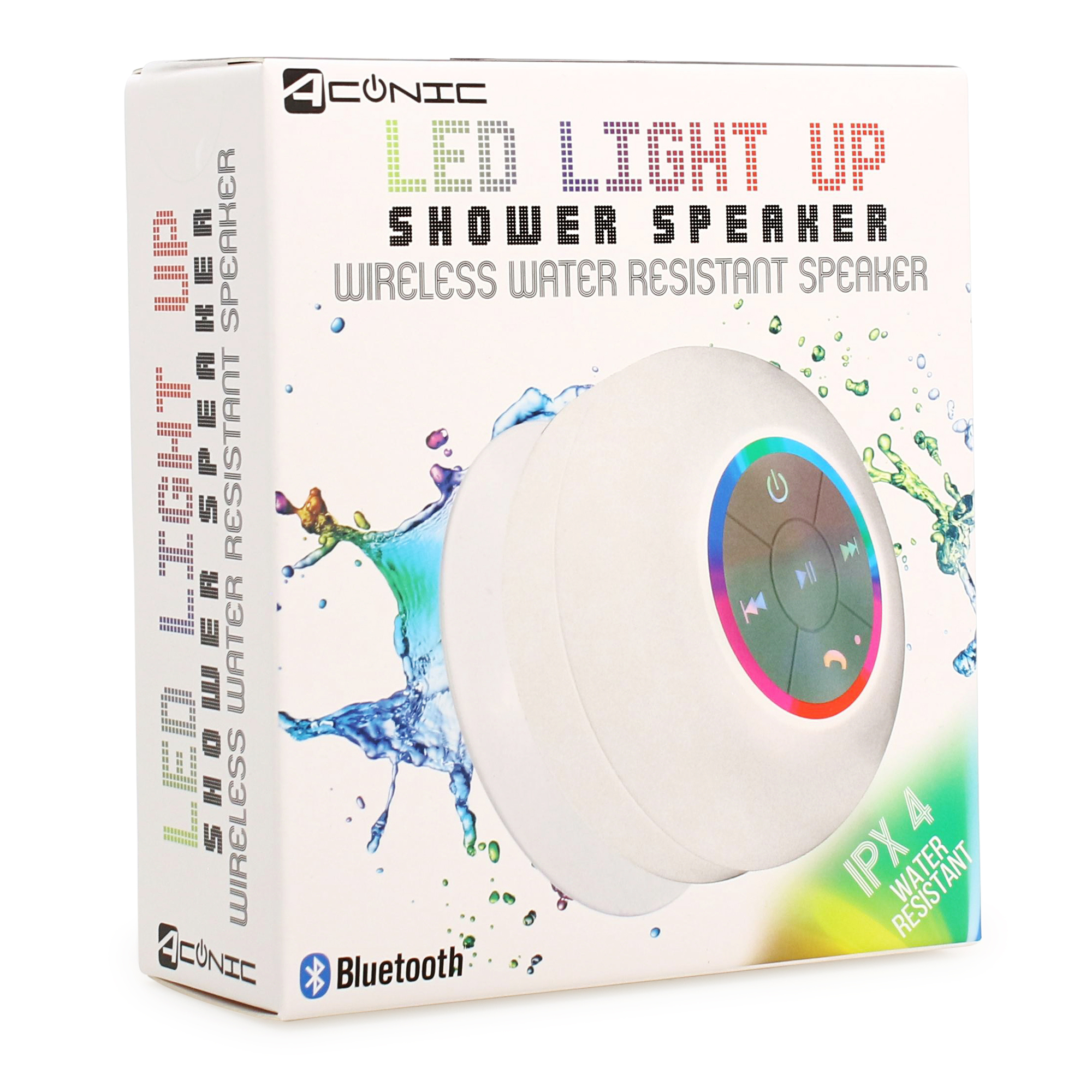 Five Below LED light up bluetooth shower speaker white