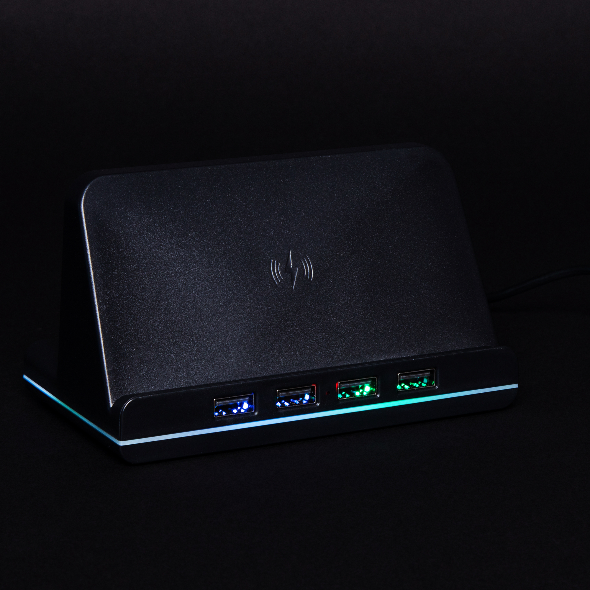 LED charging station with wireless charger & 4 x usb