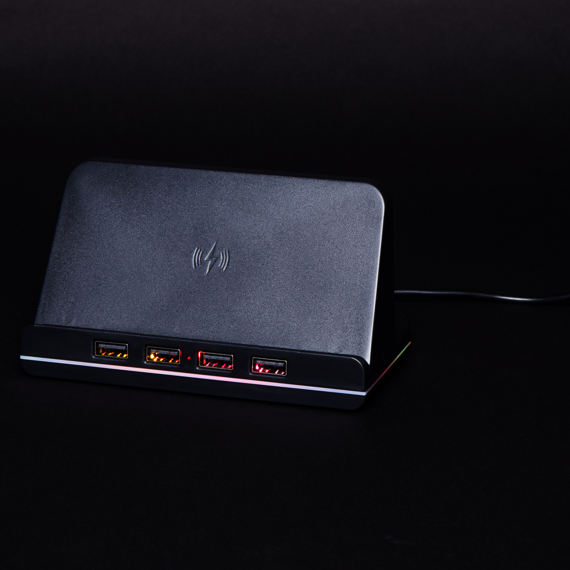 LED charging station with wireless charger & 4 x usb