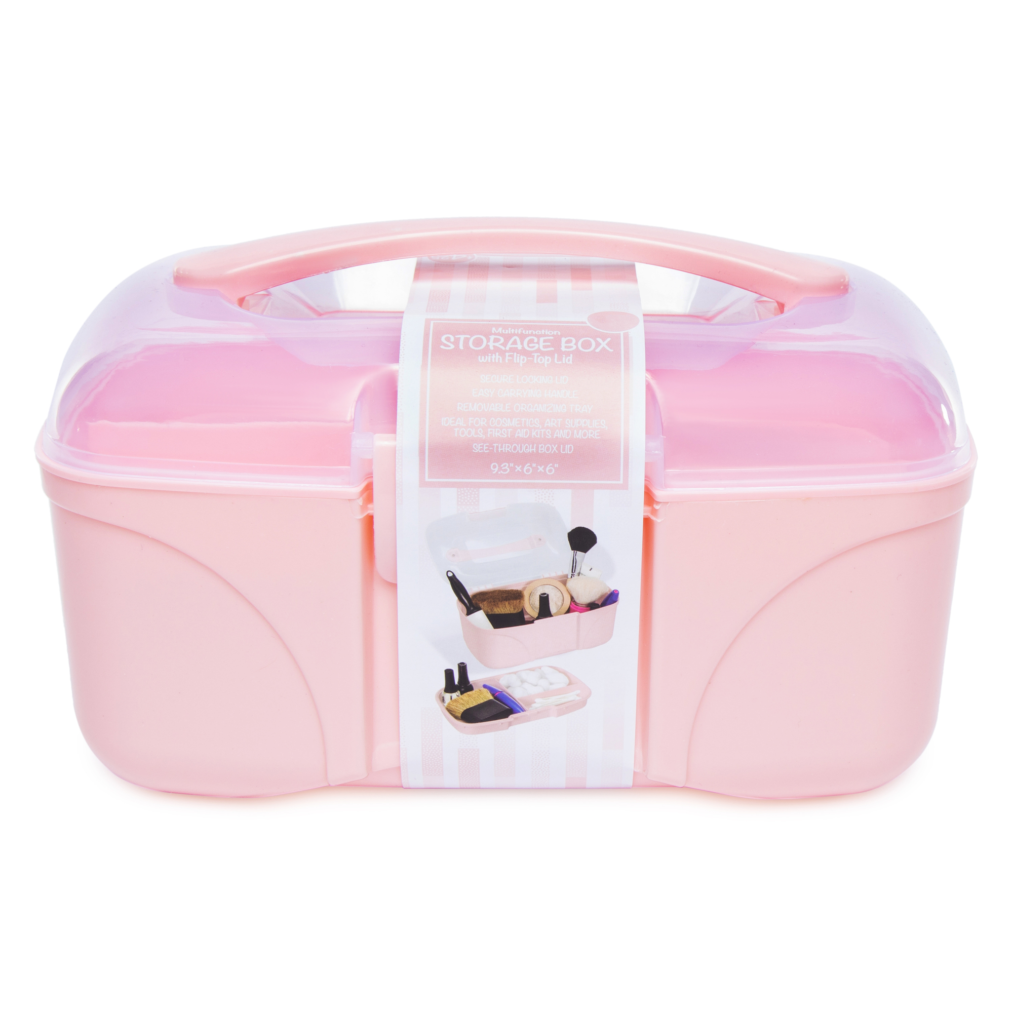 storage box with removable tray 9.3in x 6in - clear & lavender, Five Below