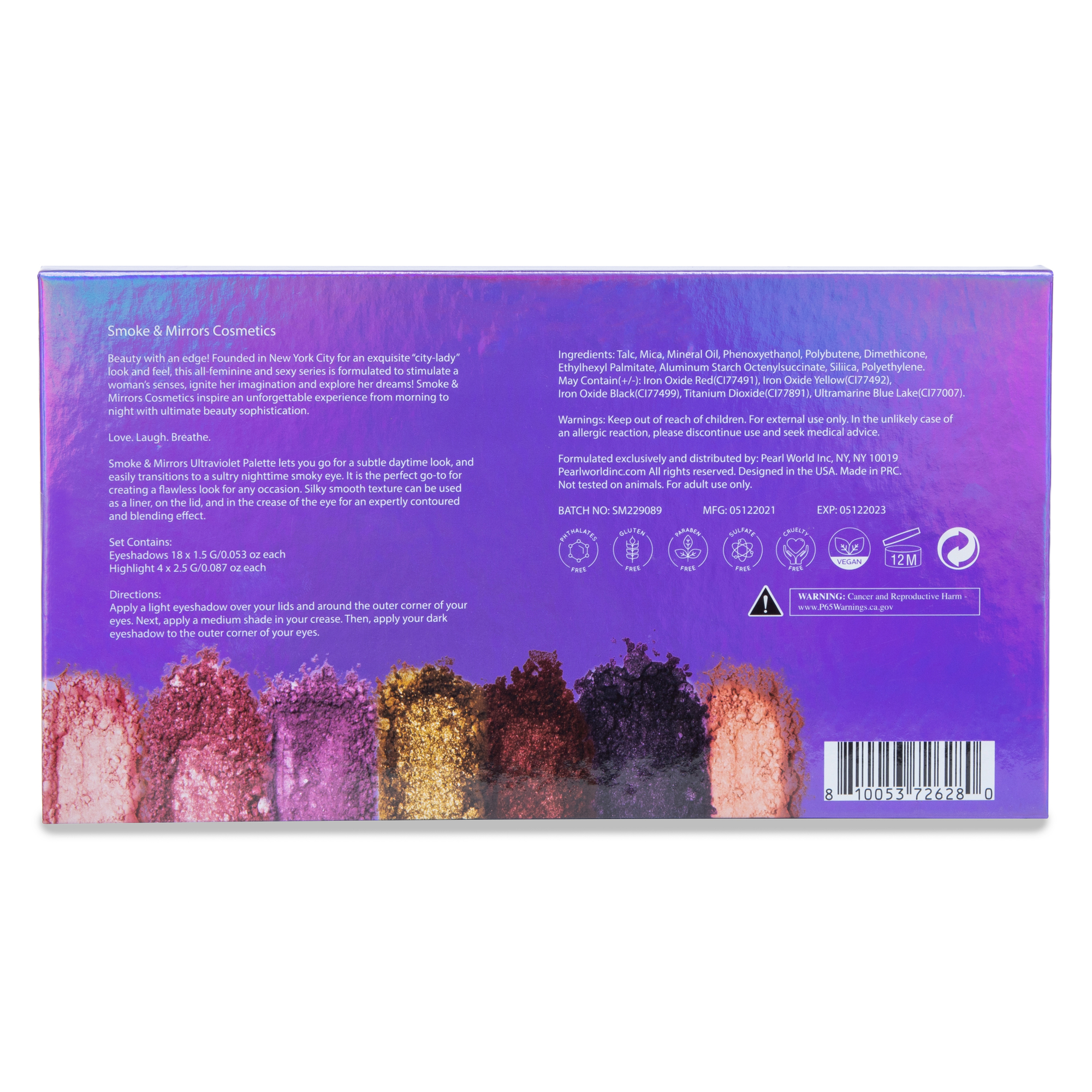 smoke & mirrors ultraviolet eyeshadow palette 20-piece
