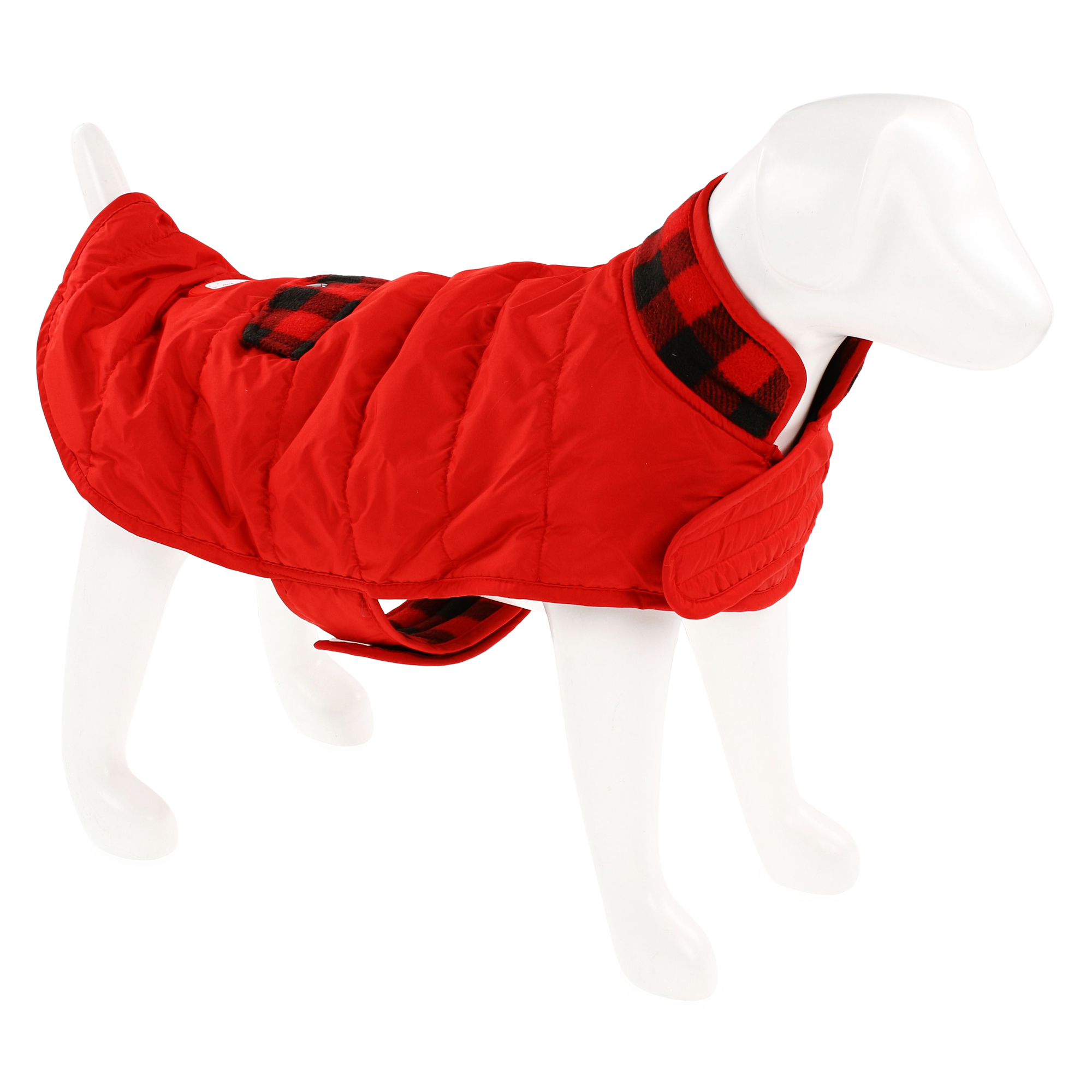 coleman® fleece-lined pet puffer jacket - red & plaid
