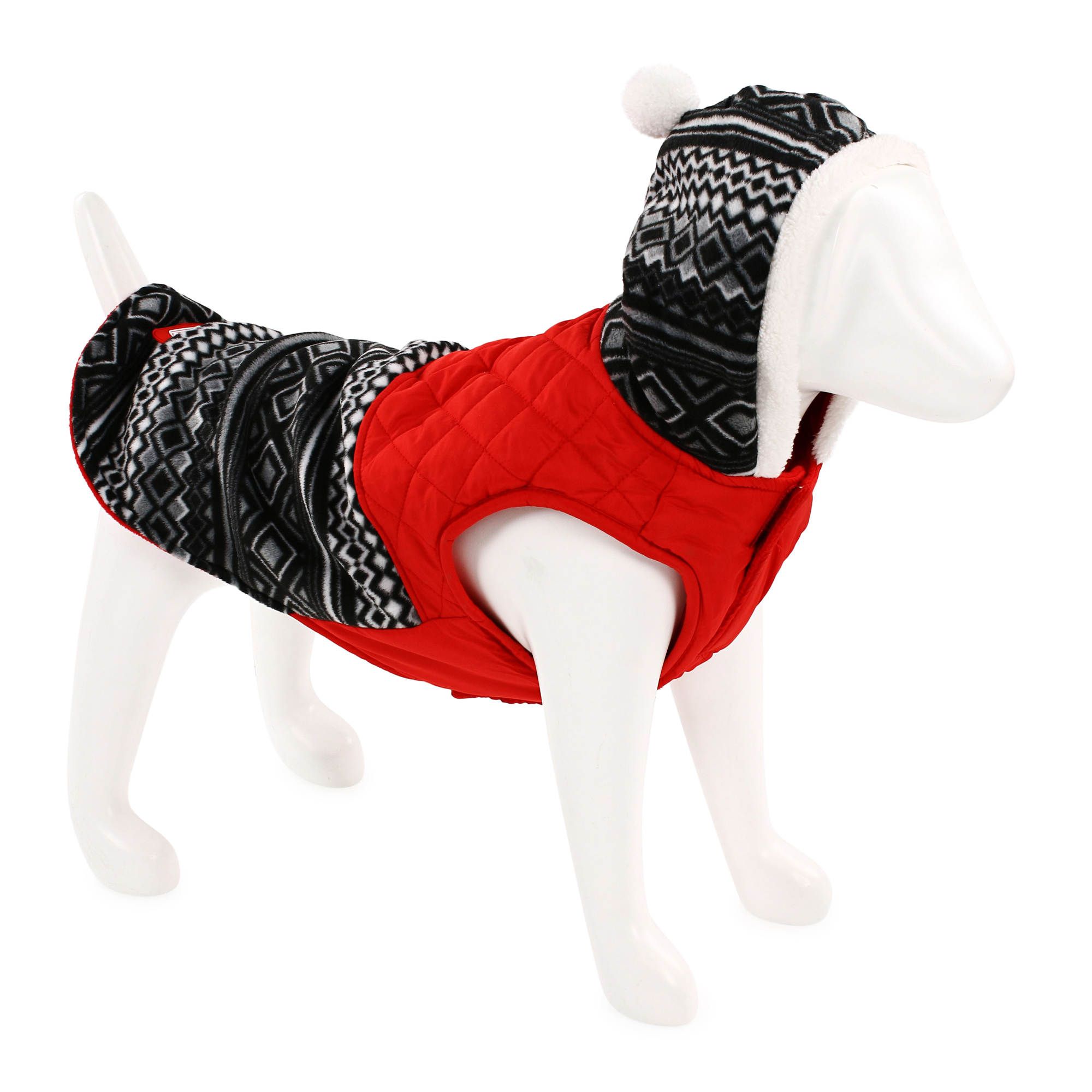 coleman® pet puffer jacket with hood - red geo