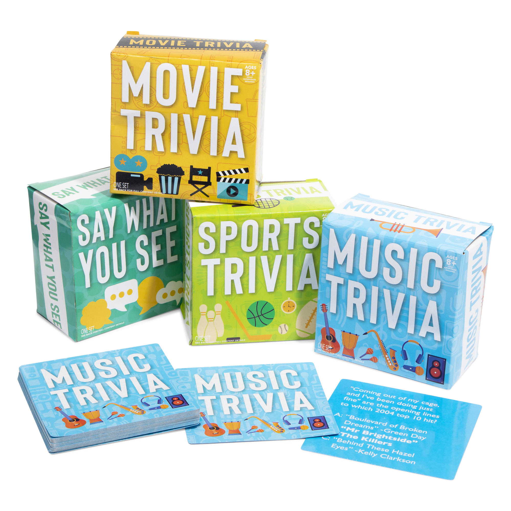 4 in 1 trivia game cards set