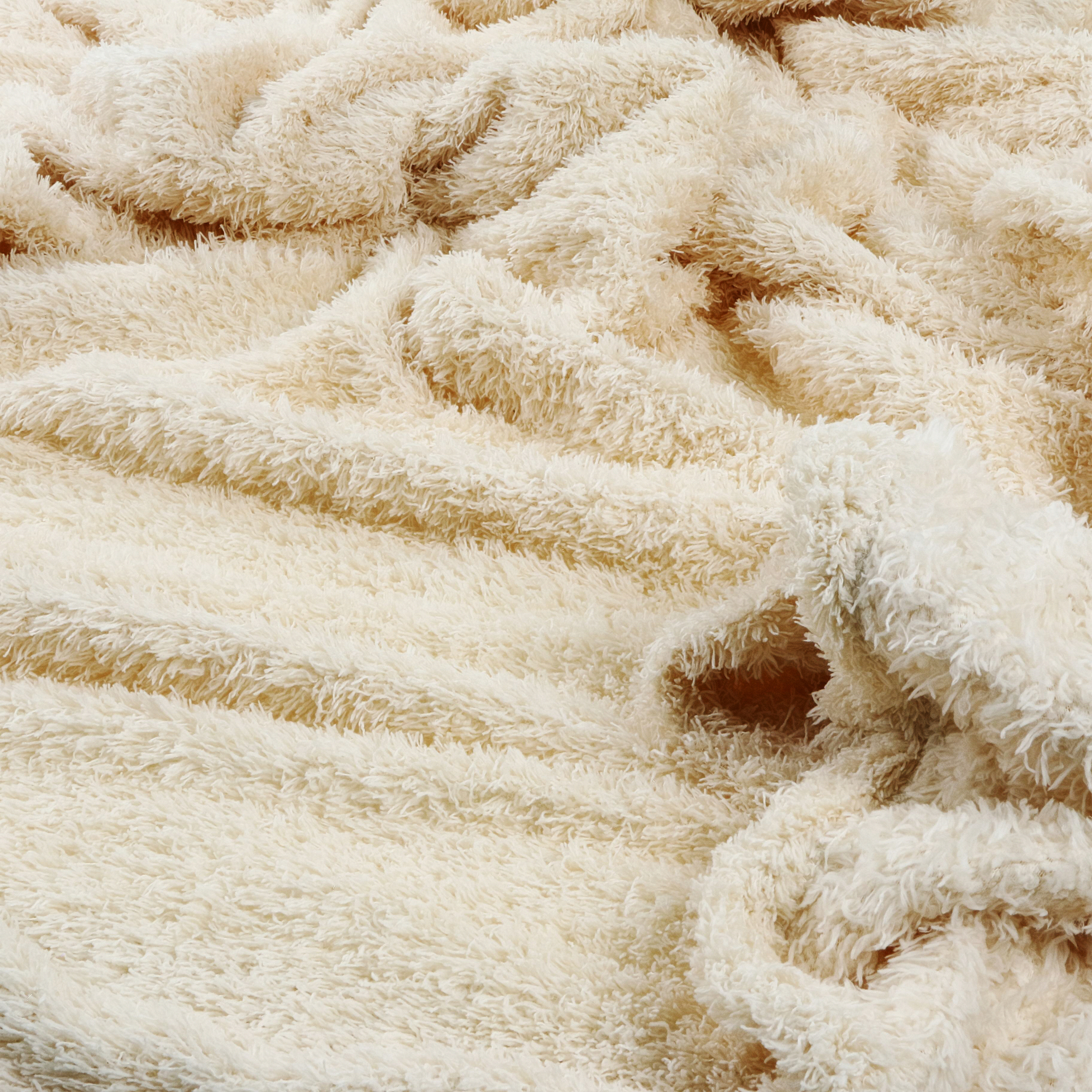 luxe collection super soft snuggly blanket, cream 50in x 60in