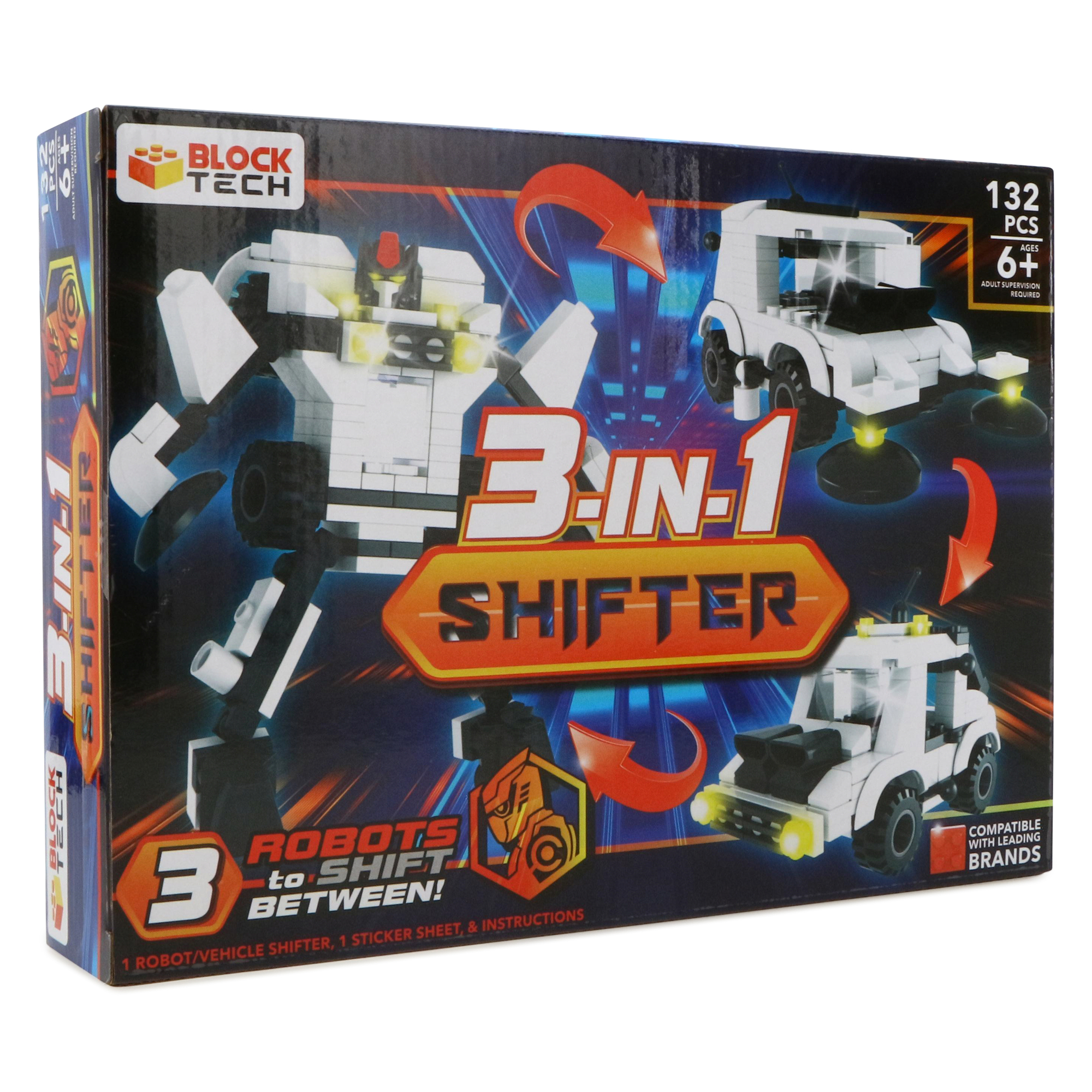 block tech® 3-in-1 shifter robot-vehicle build set | Five Below