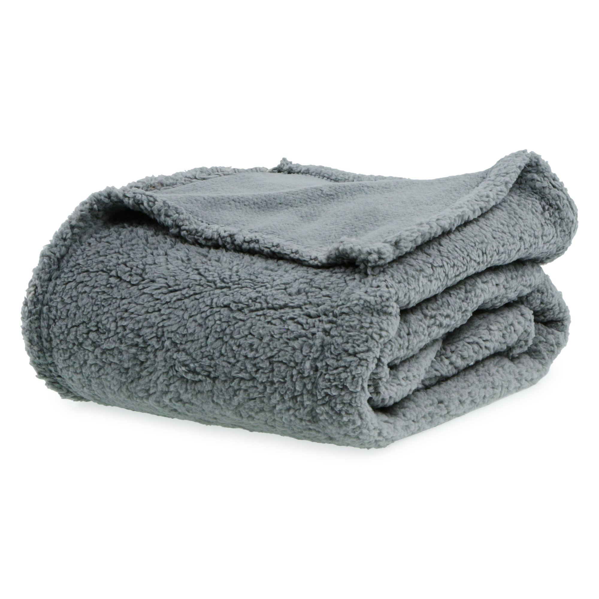 Goodyear Sherpa Travel Blanket, Grey, 39 x 57-in