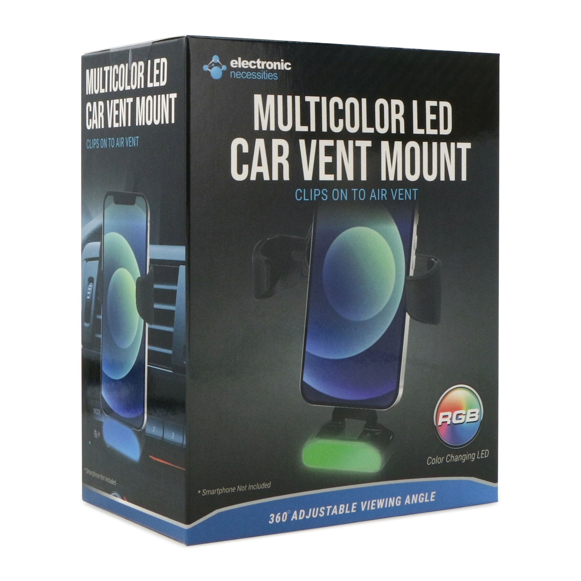 multicolor LED car vent phone mount