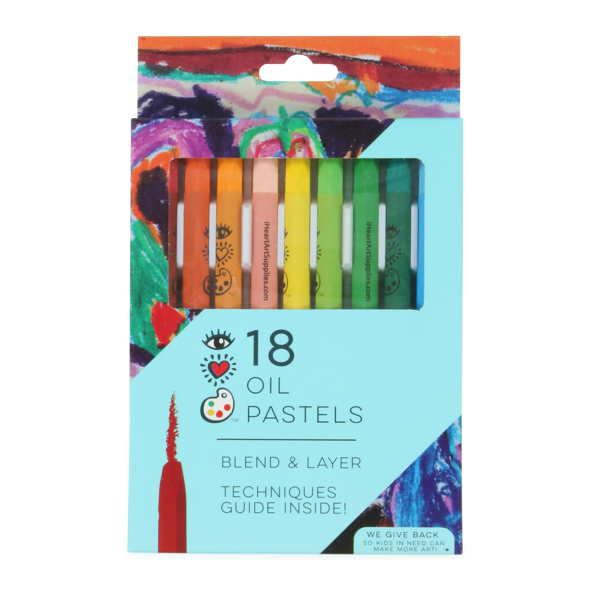 18 oil pastels, assorted colors