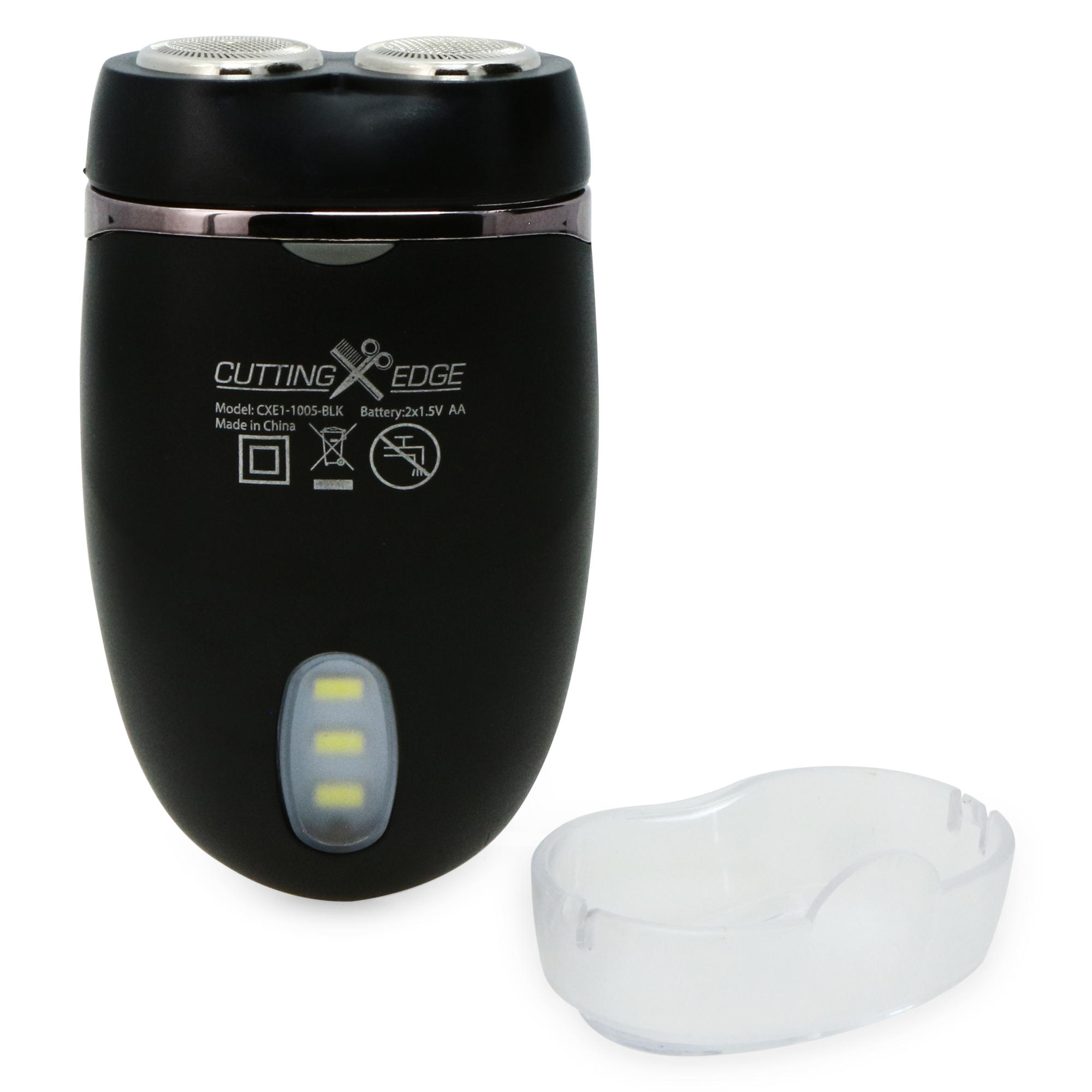 cutting edge dual rotary shaver, battery powered
