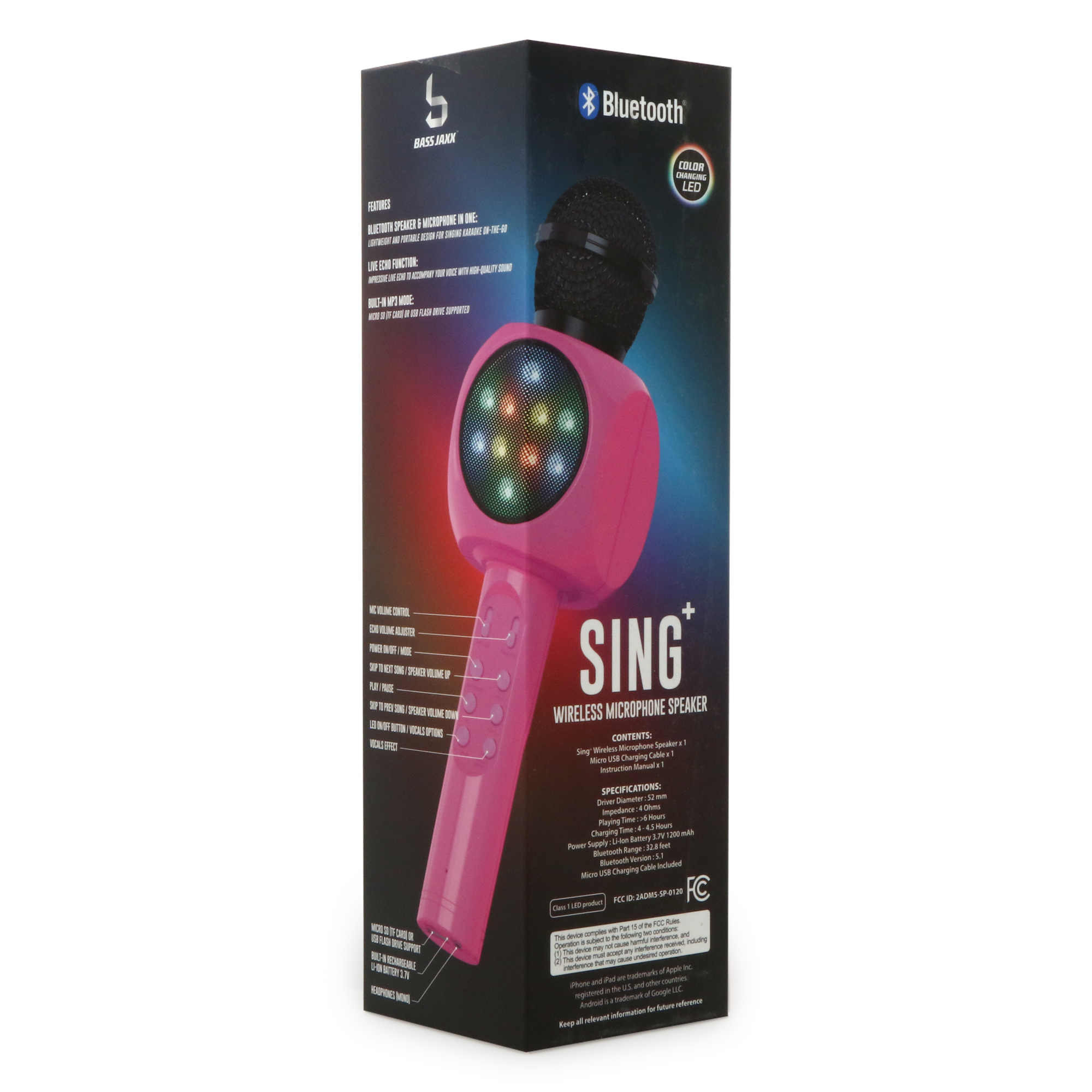 sing wireless bluetooth karaoke microphone with speaker LED