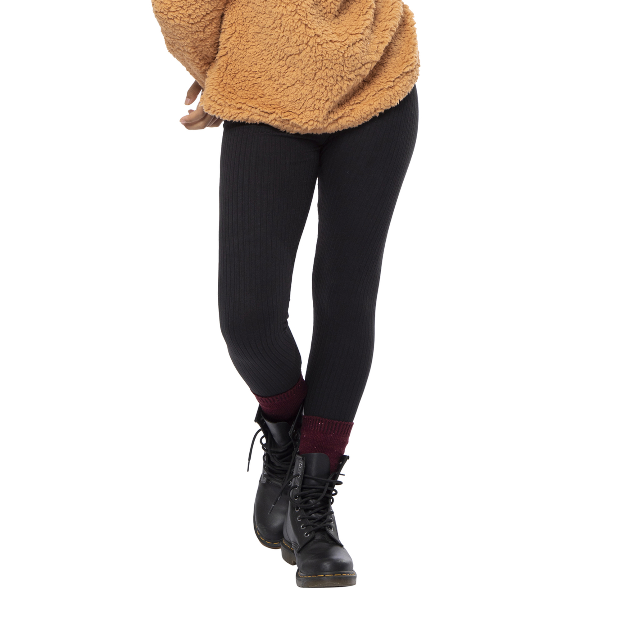 gray rib-knit leggings