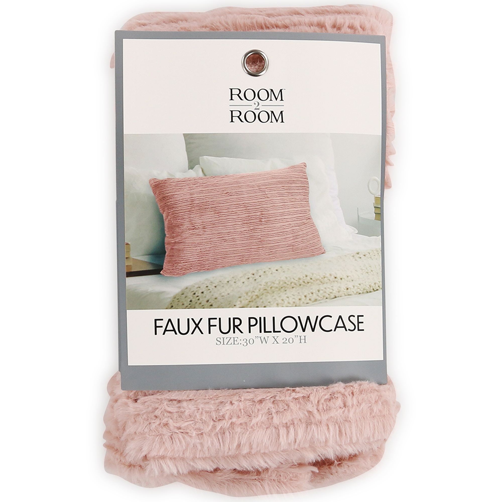 faux fur pillowcase 20in x 30in - blush