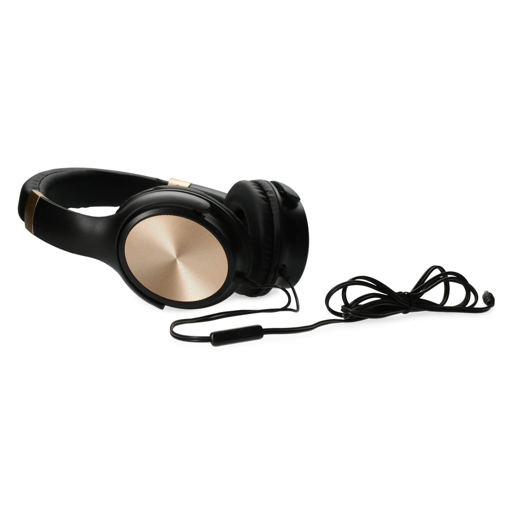 compass wired stereo headphones with mic -black
