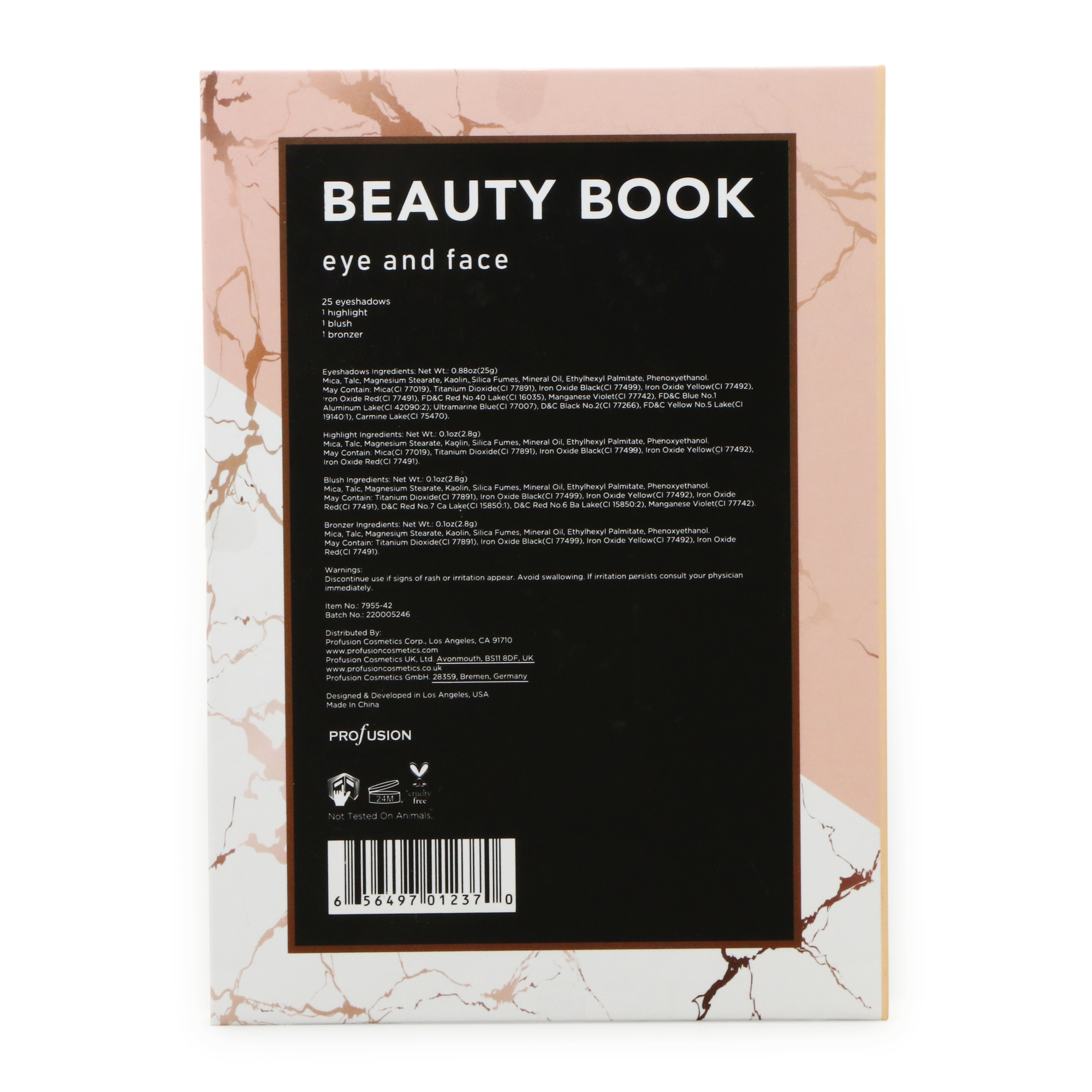 profusion pink marble beauty book 28-piece makeup palette