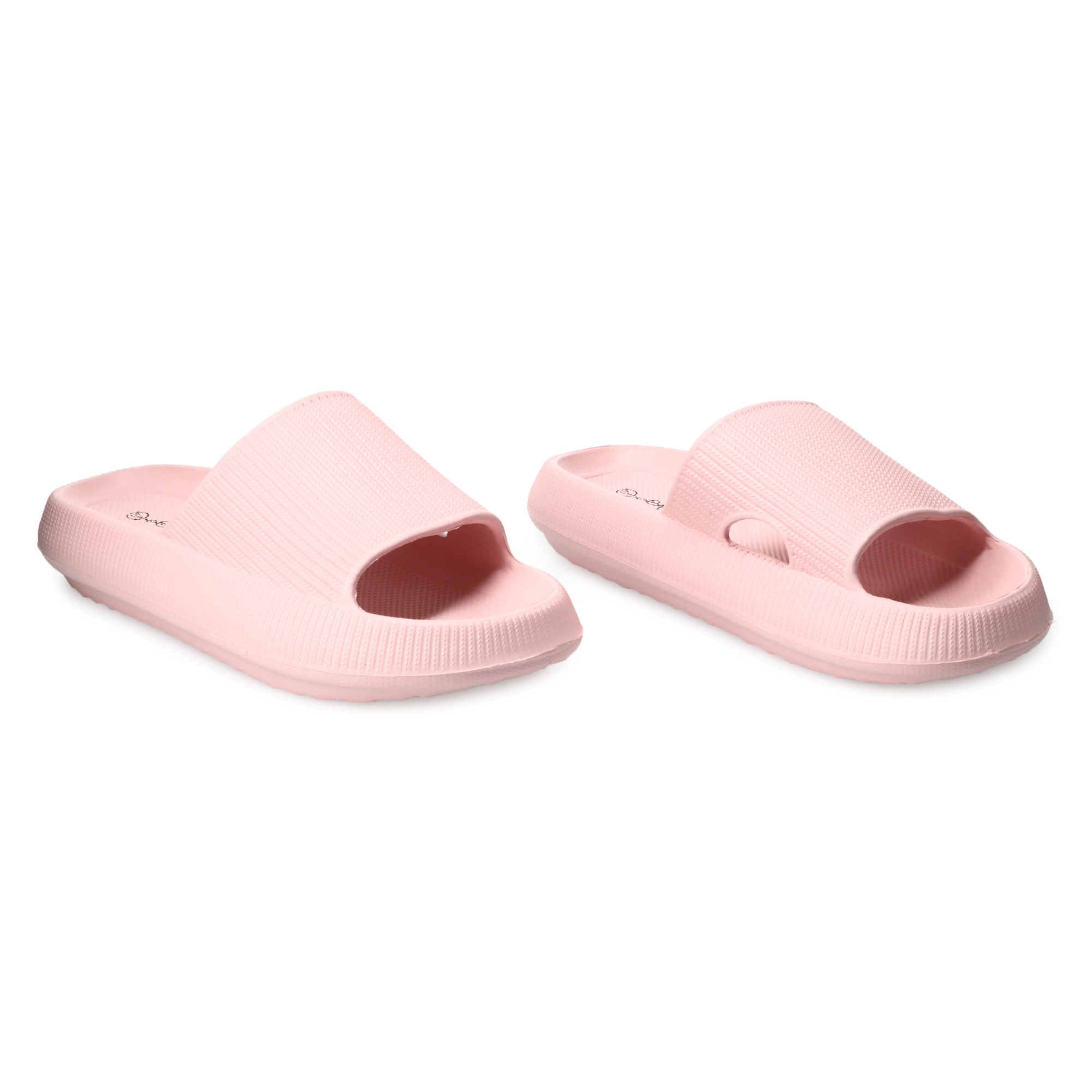 ladies pink puff slide sandals