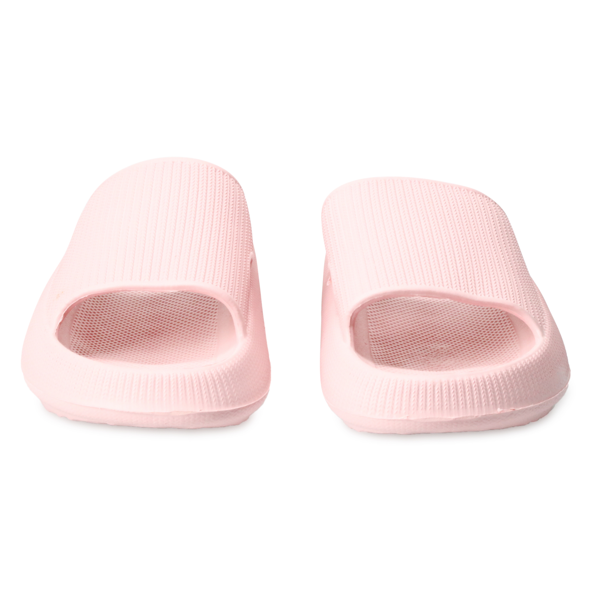 ladies pink puff slide sandals