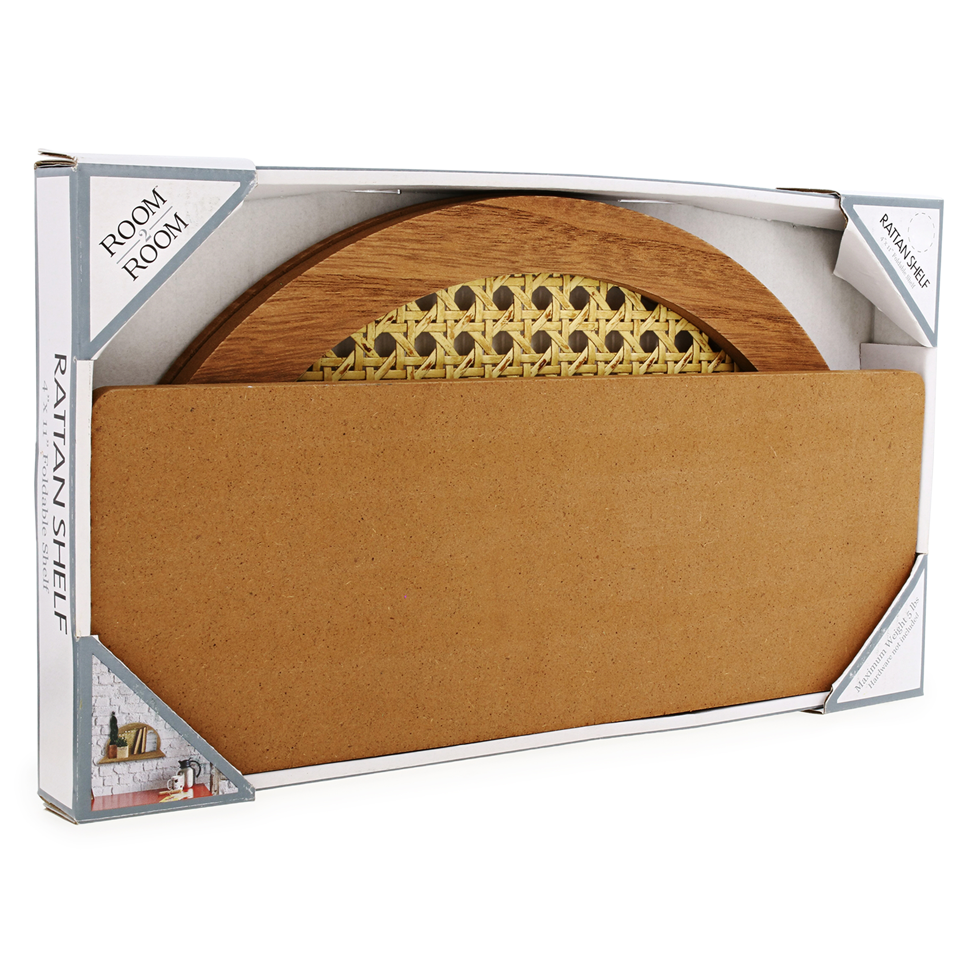 foldable rattan shelf 4in x 11in