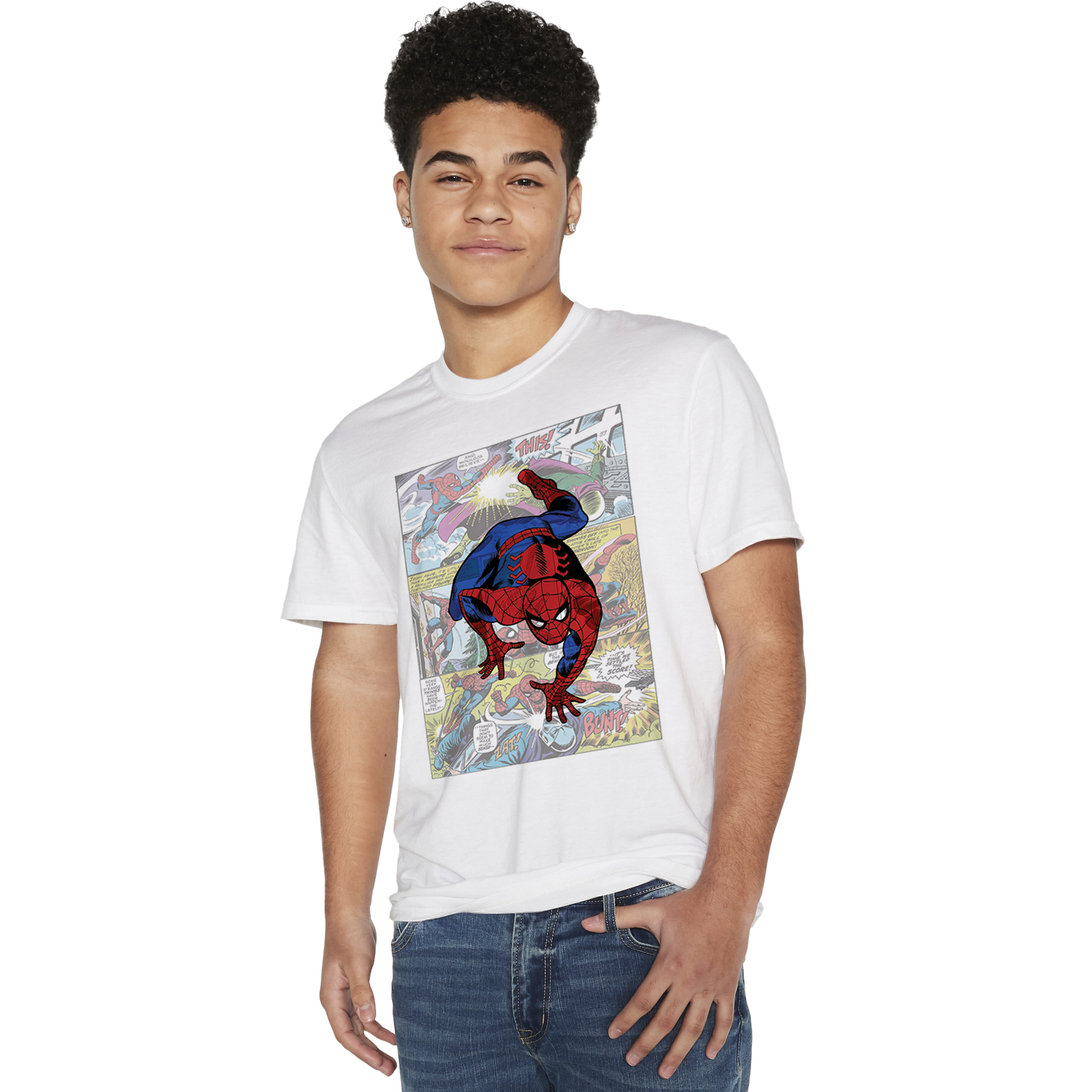 spider-man™ comic book graphic ringer tee - blue trim