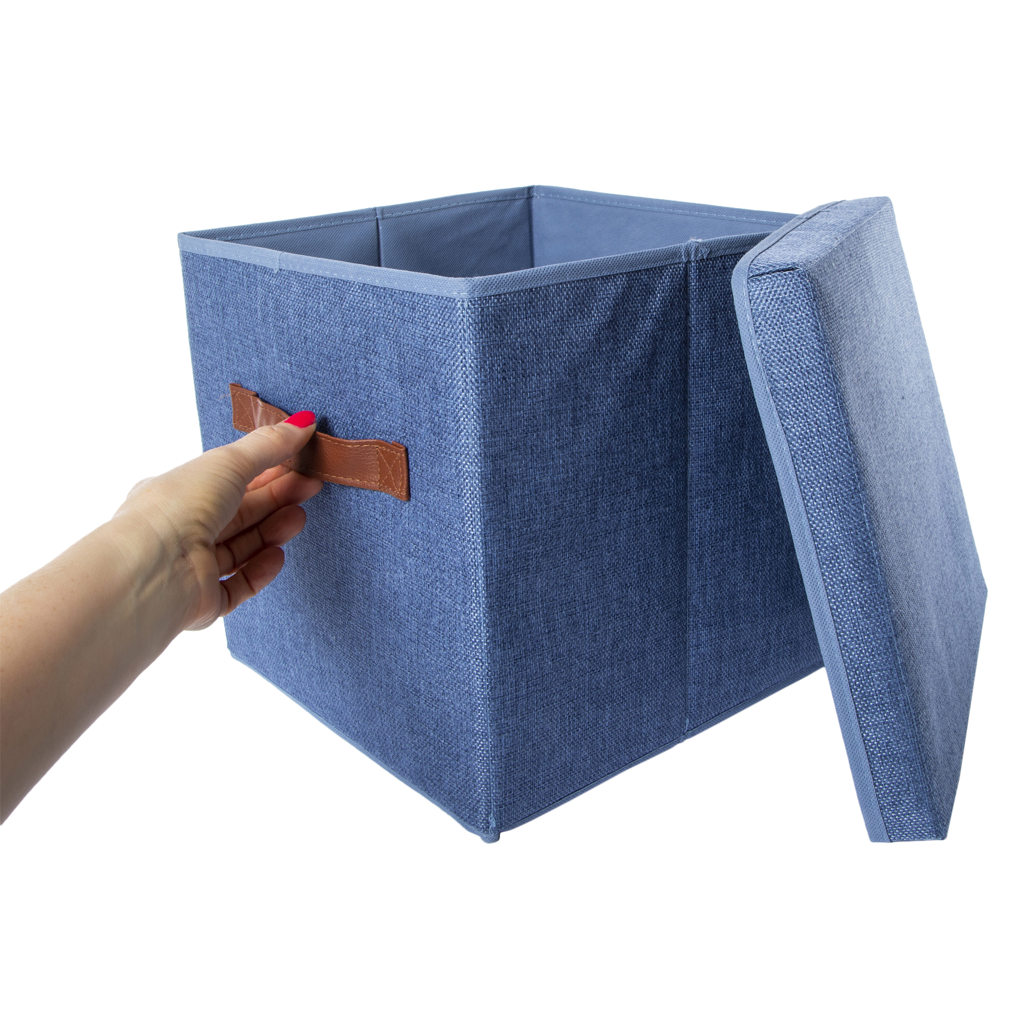 lidded collapsible storage bin 11in
