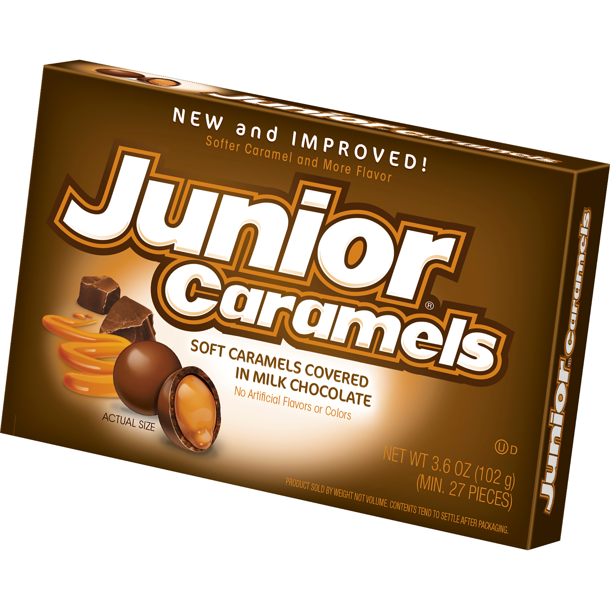 junior® soft caramels covered in chocolate 3.6oz box