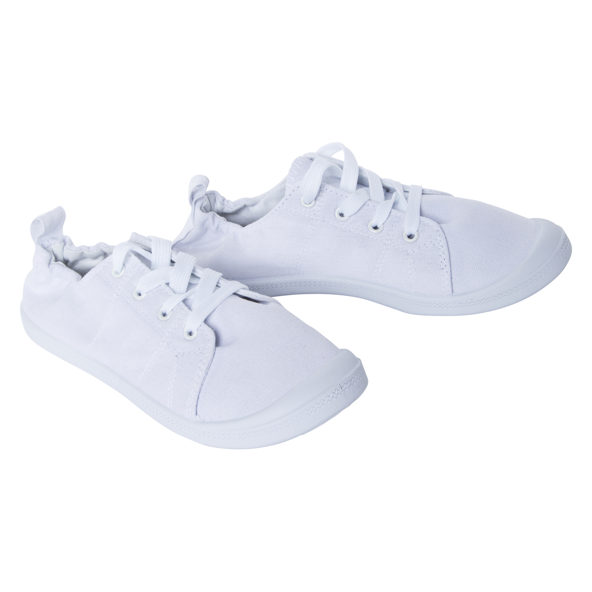 ladies white canvas scrunch back sneakers - 7