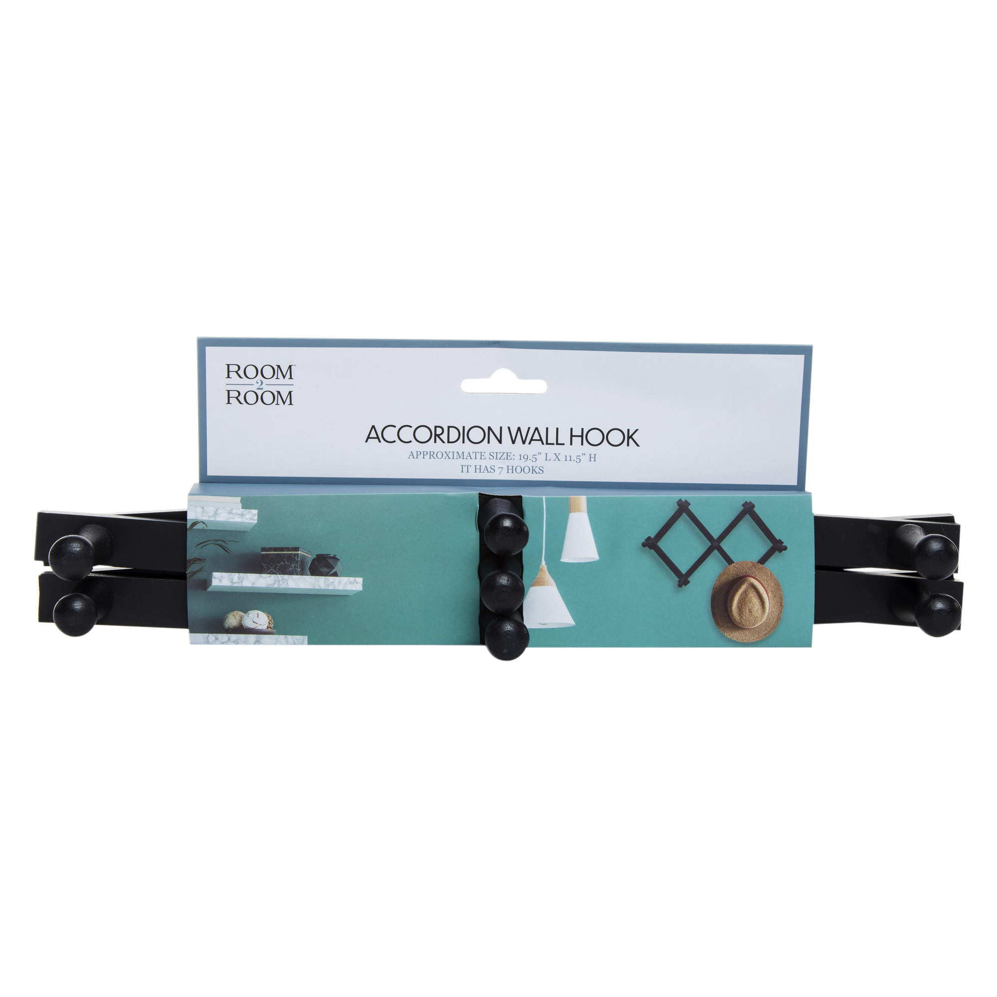 accordion wall hooks rack w/ 7 pegs