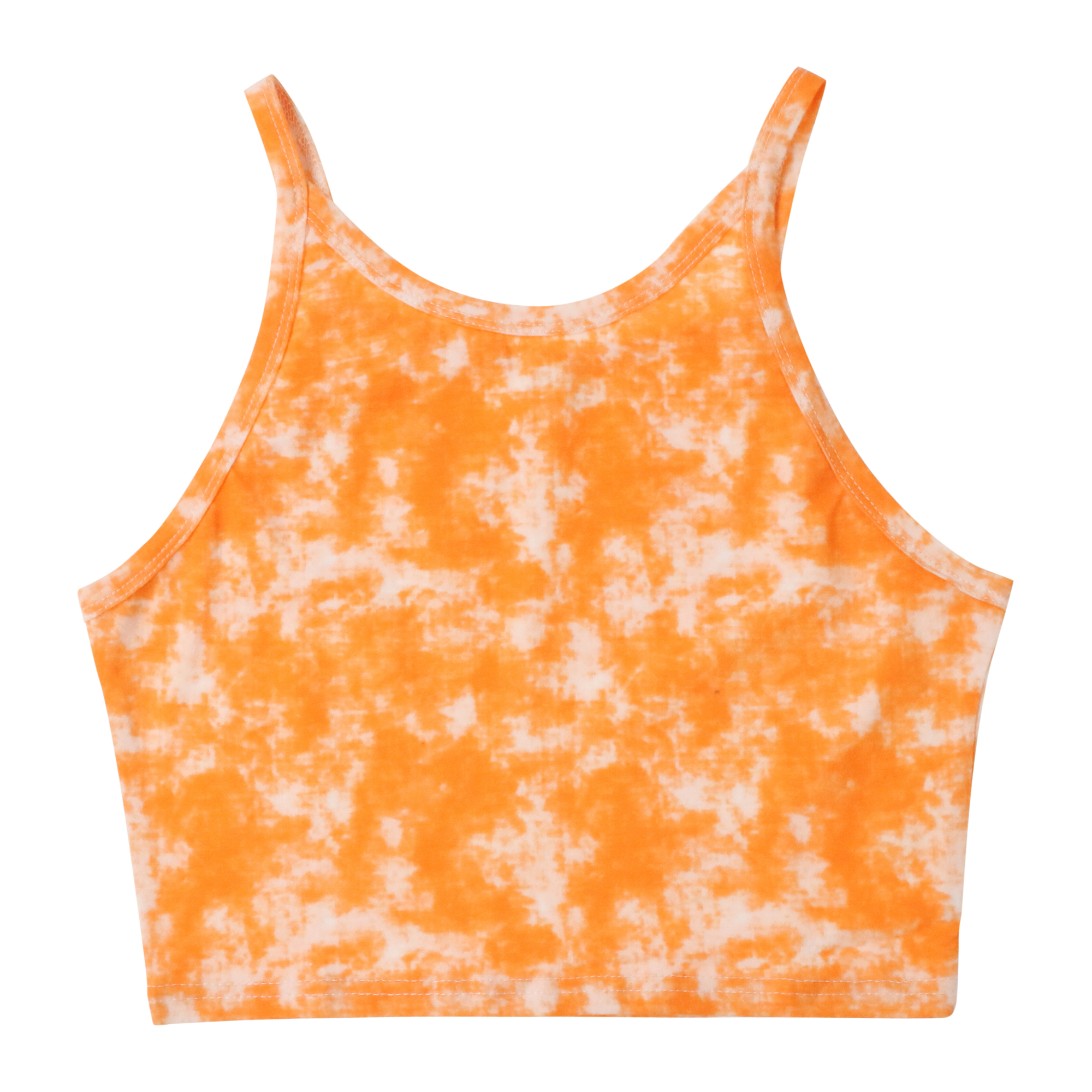 juniors bright orange mineral wash tank top - large