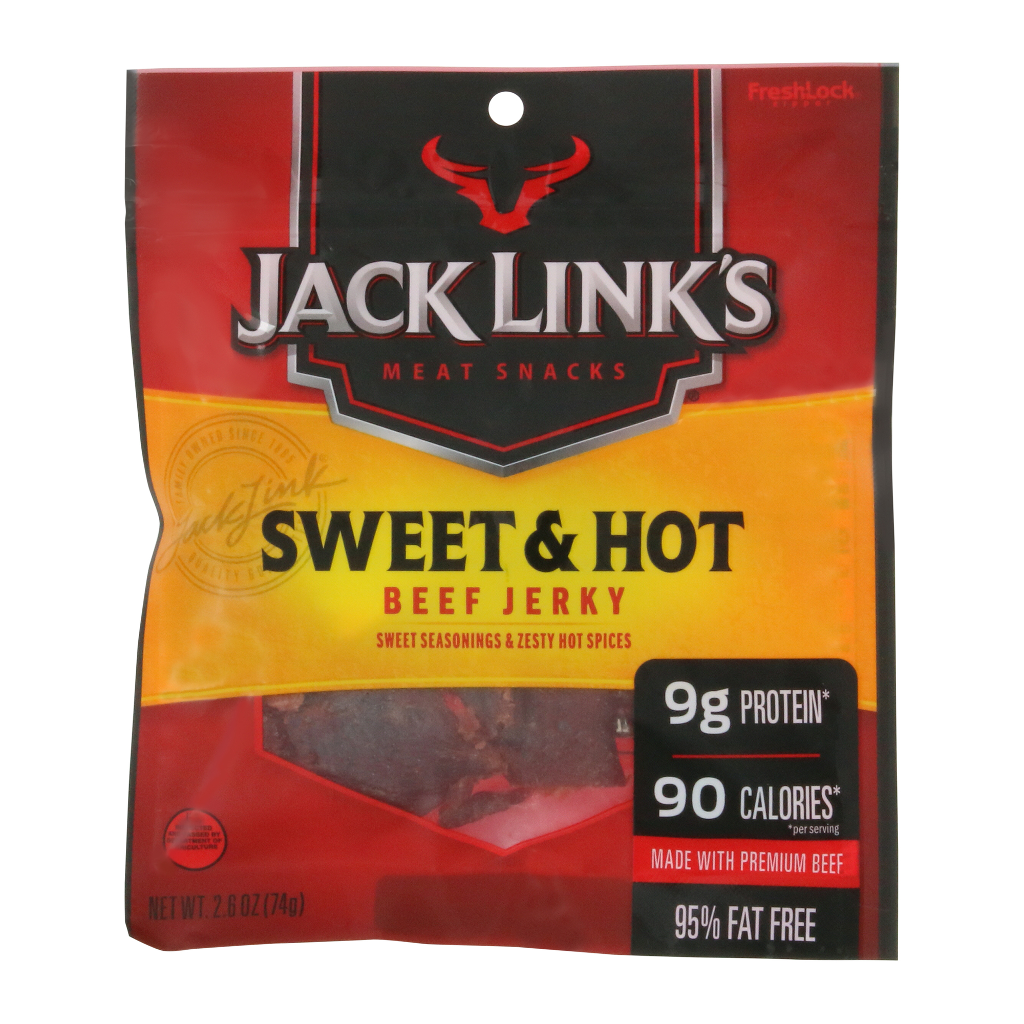 jack link’s® sweet & hot beef jerky 2.6oz resealable bag