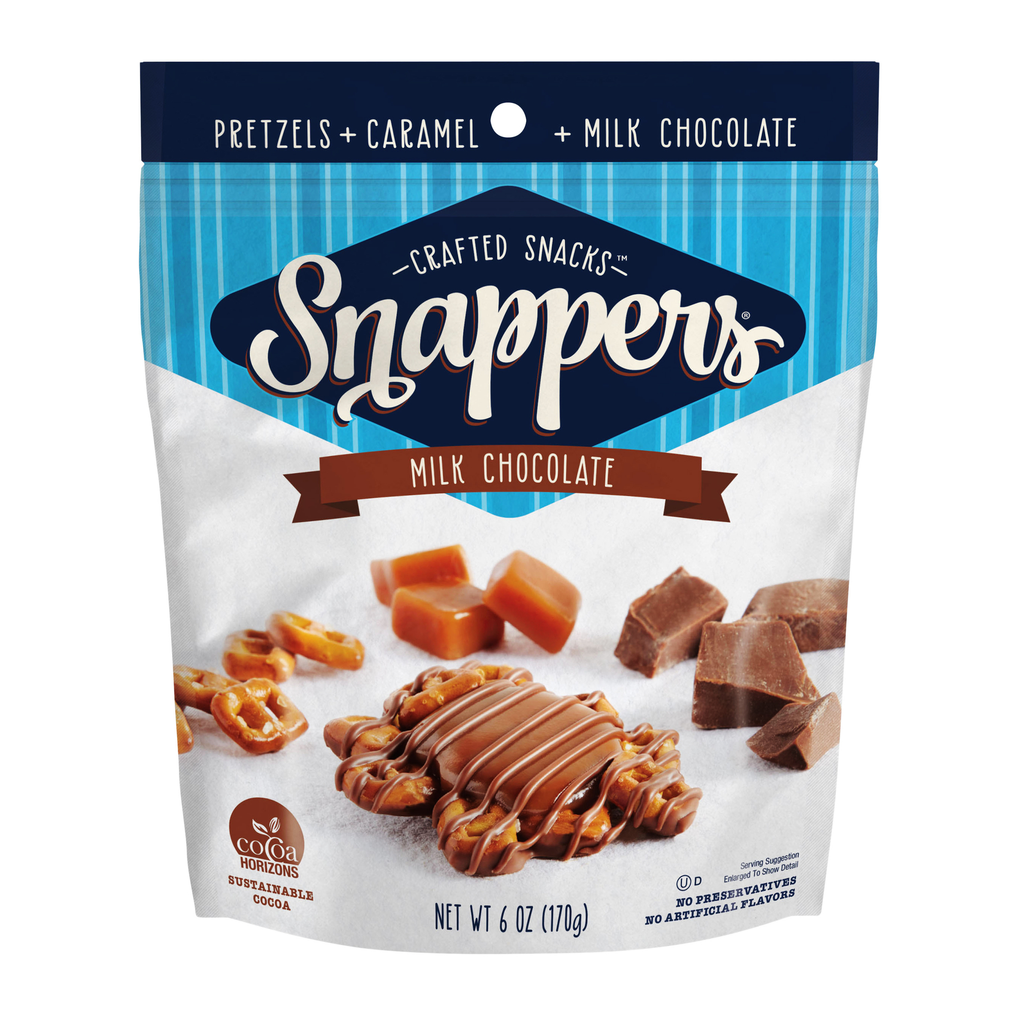 snappers® crafted snacks pretzels + caramel + milk chocolate 6oz