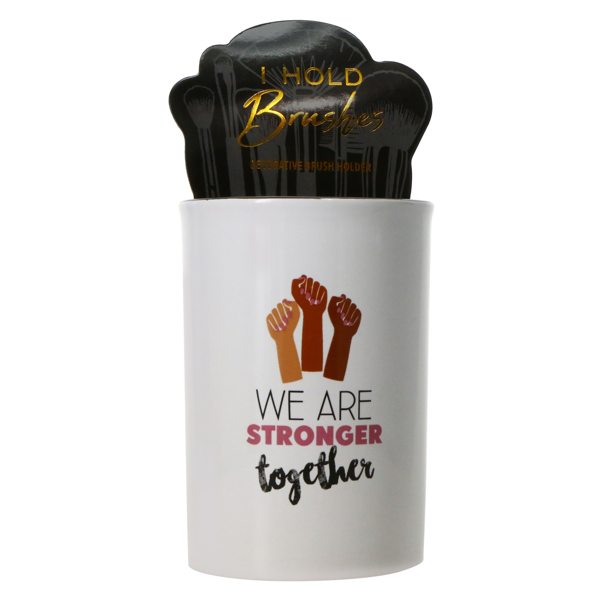 ceramic makeup brush cup - stronger together