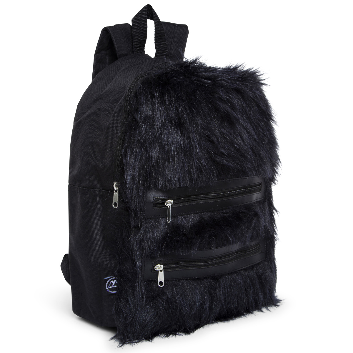 Black Furry Backpack 16in