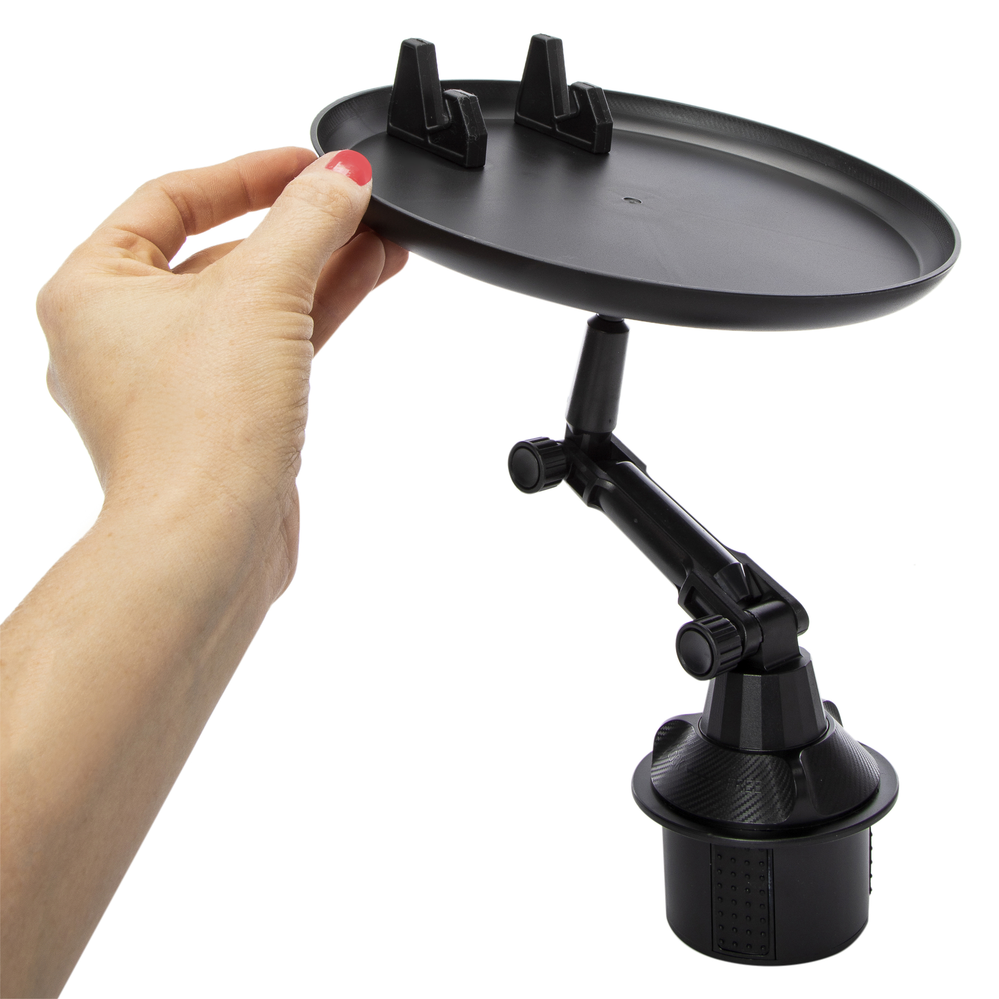 adjustable car tray + phone holder for car cup holder