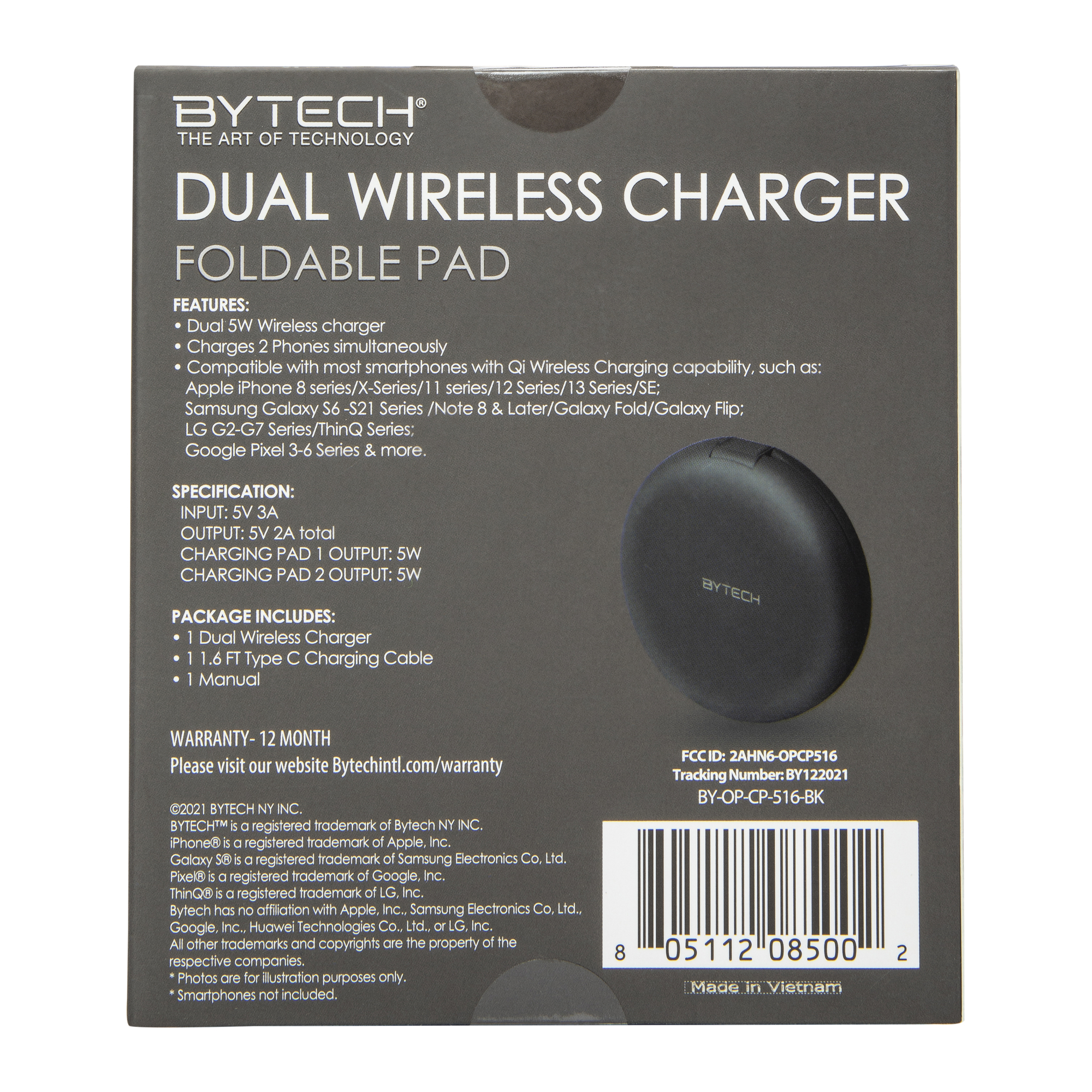 foldable dual wireless charger 10W