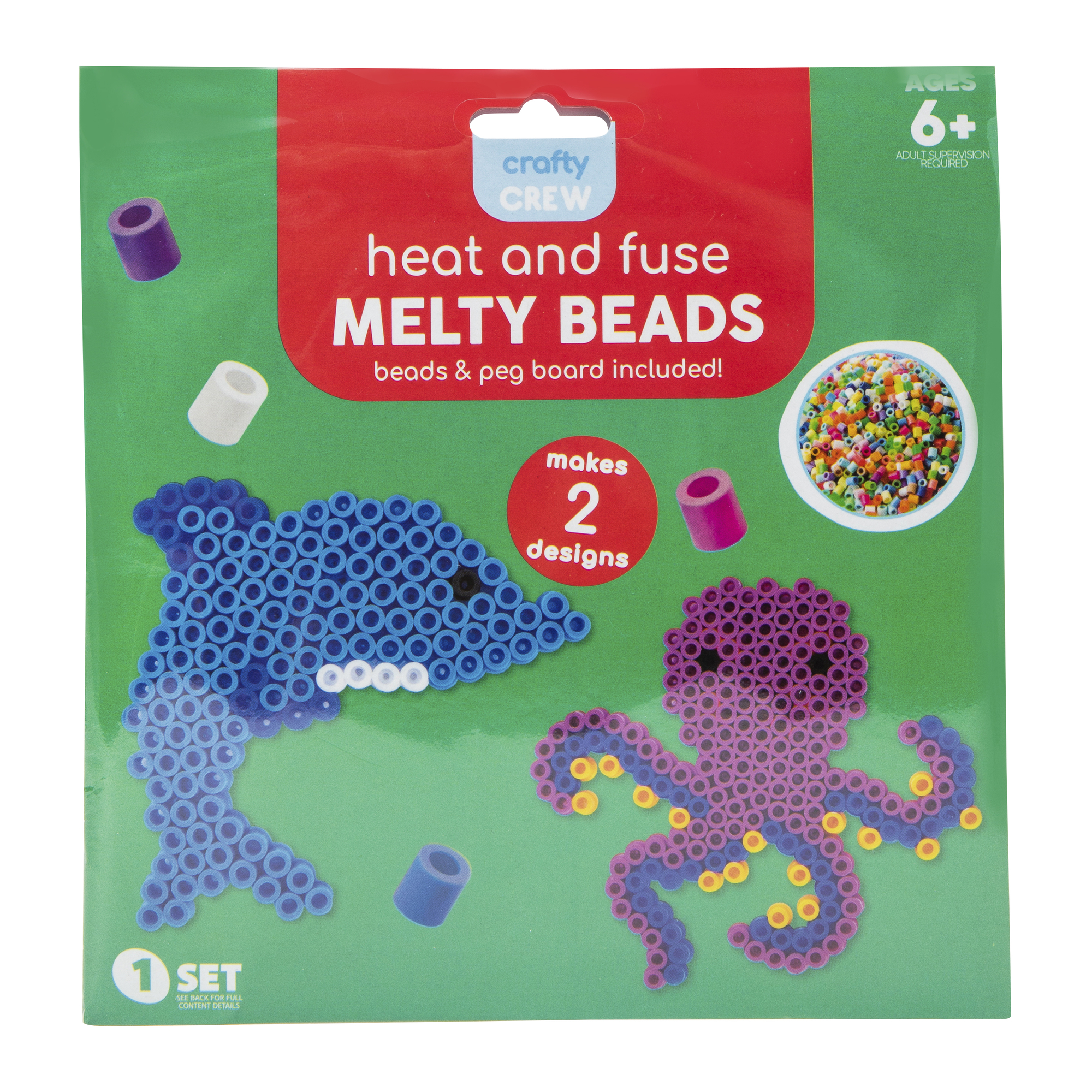 heat and fuse melty beads 2-pack craft kit - frog & penguin