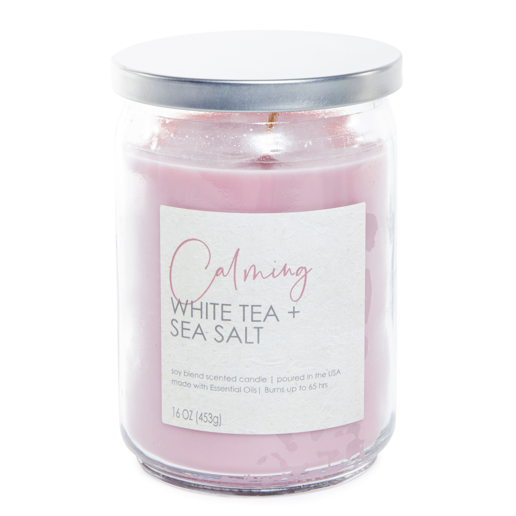 stay at home frosted apothecary jar candle 16oz - white tea & sea salt