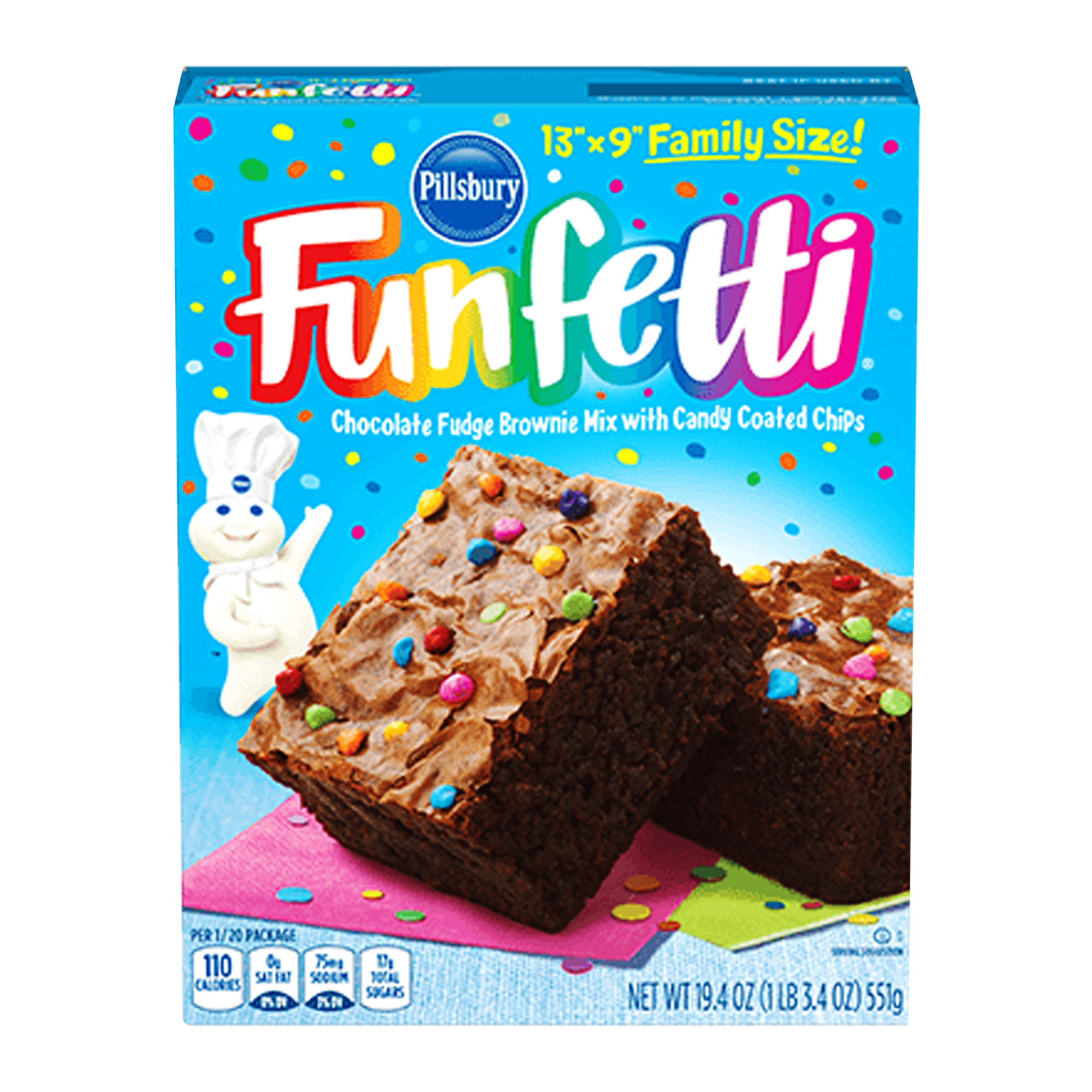 pillsbury® funfetti® family size chocolate fudge brownie mix with candy bits 19.4oz