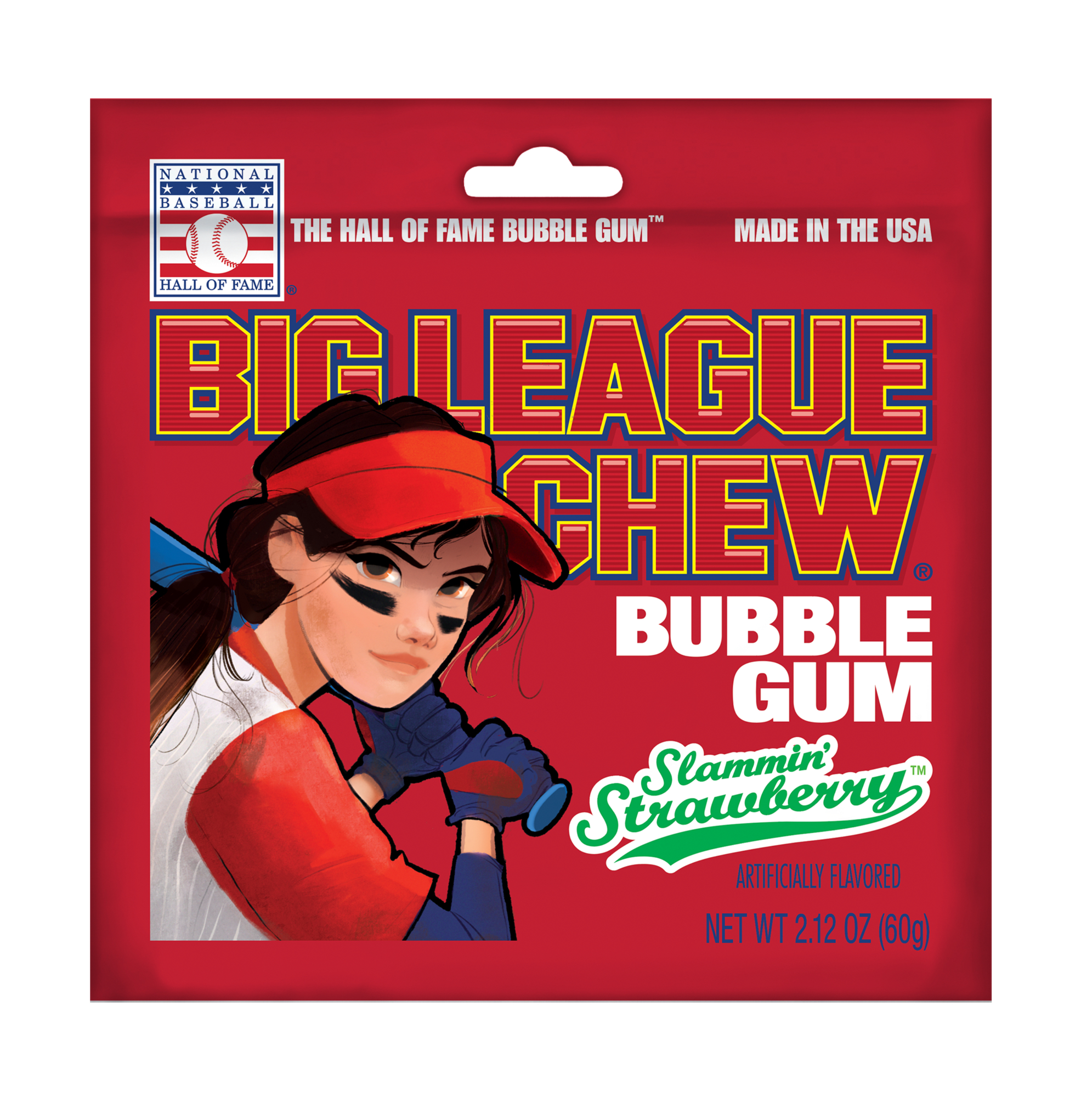 big league chew® bubble gum - slammin' strawberry™ 2.12oz