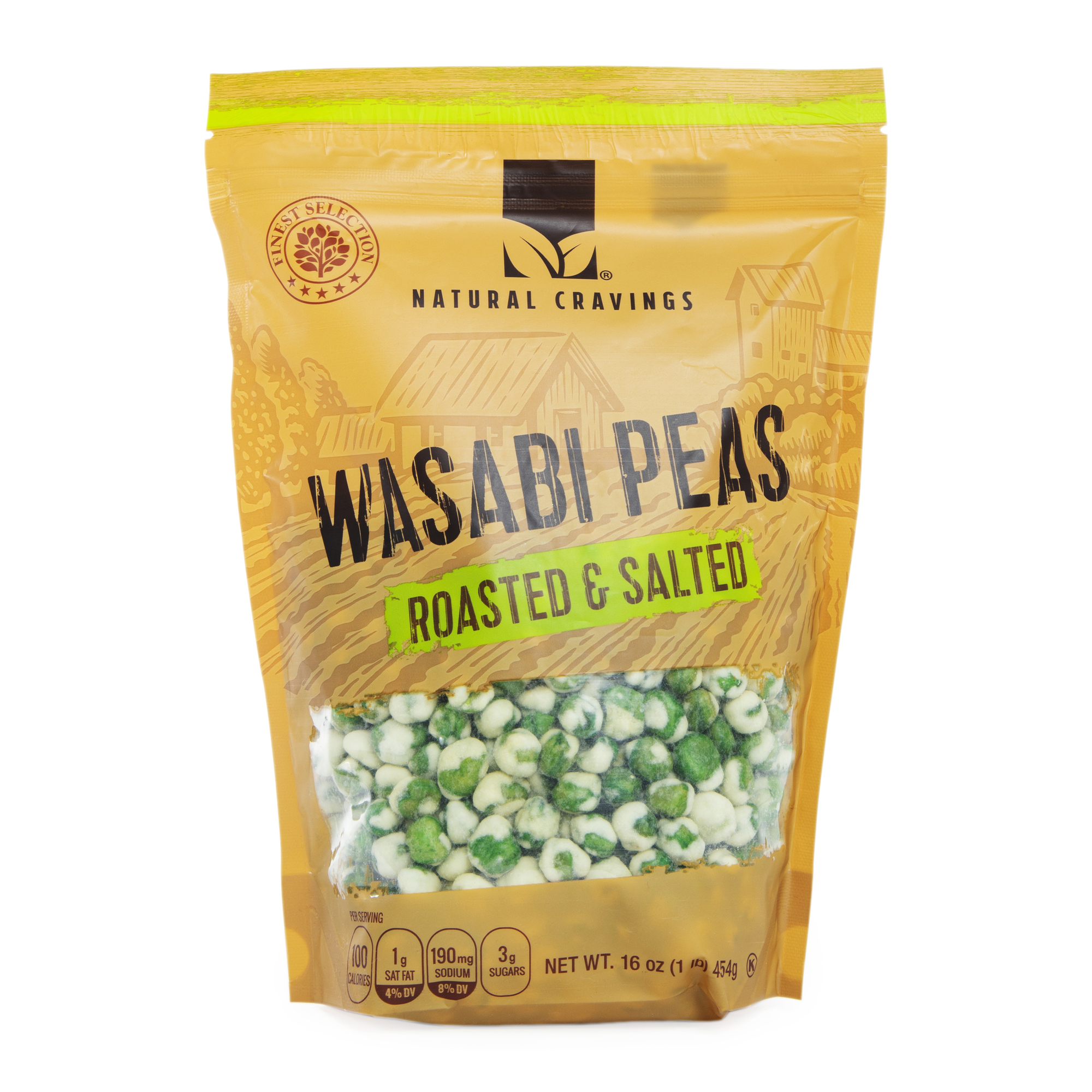 natural cravings® roasted & salted wasabi peas 16oz