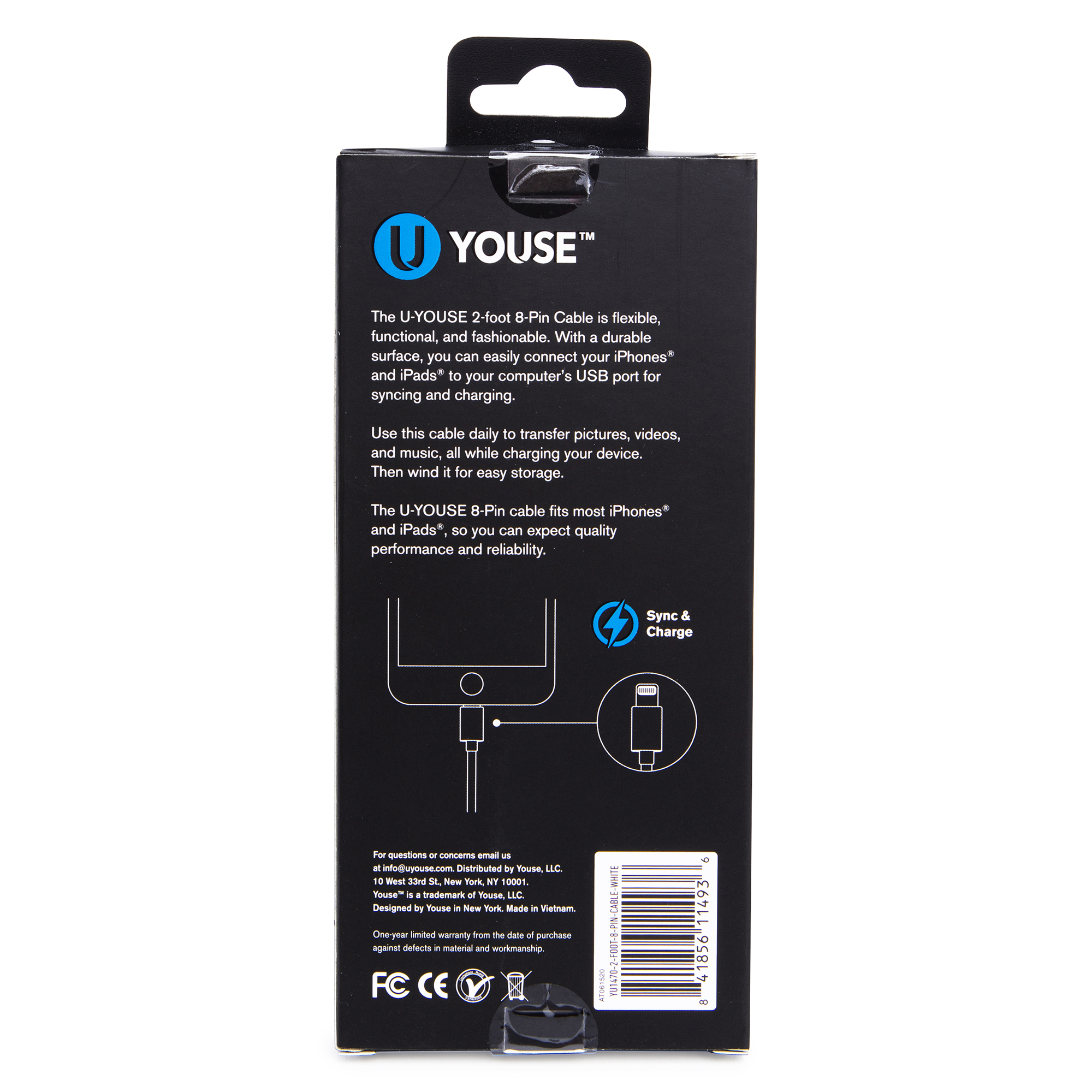 2ft braided 8-pin charging cable